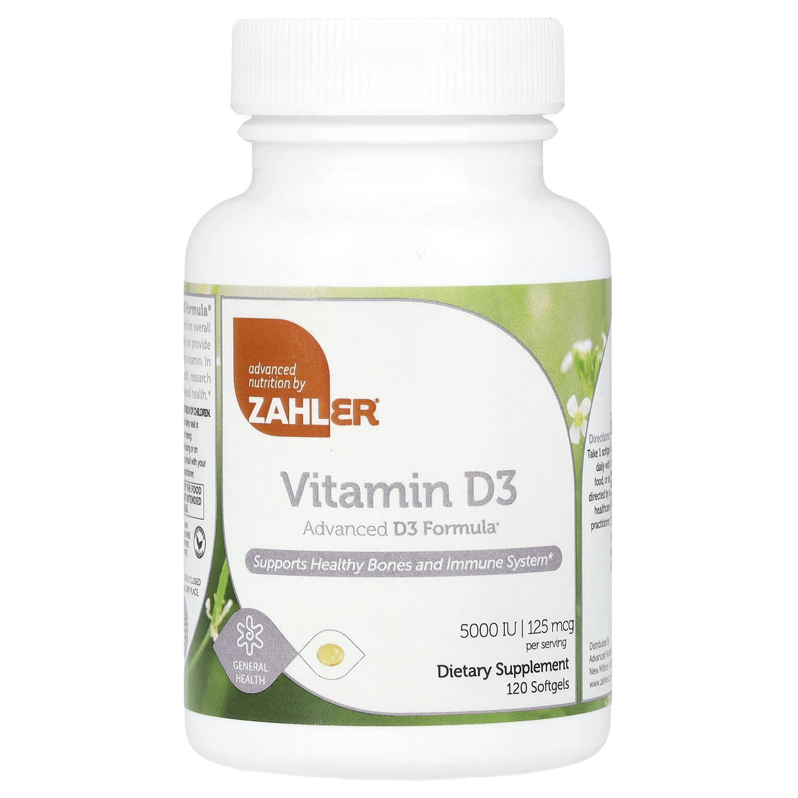 Zahler, Vitamin D3, Advanced D3 Formula, 125 mcg (5,000 IU), 120 Softgels - Image 1
