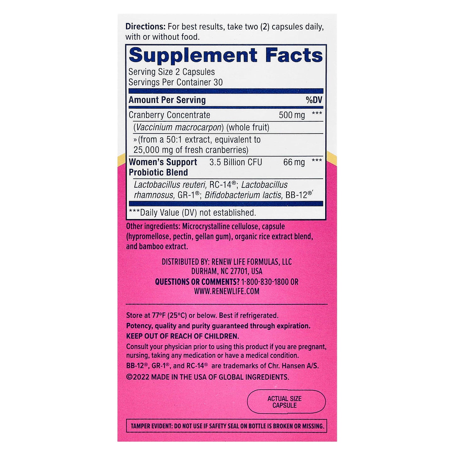 Renew Life, Women's Wellness, Vaginal & Urinary Complete, 60 Vegetarian Capsules - Image 2