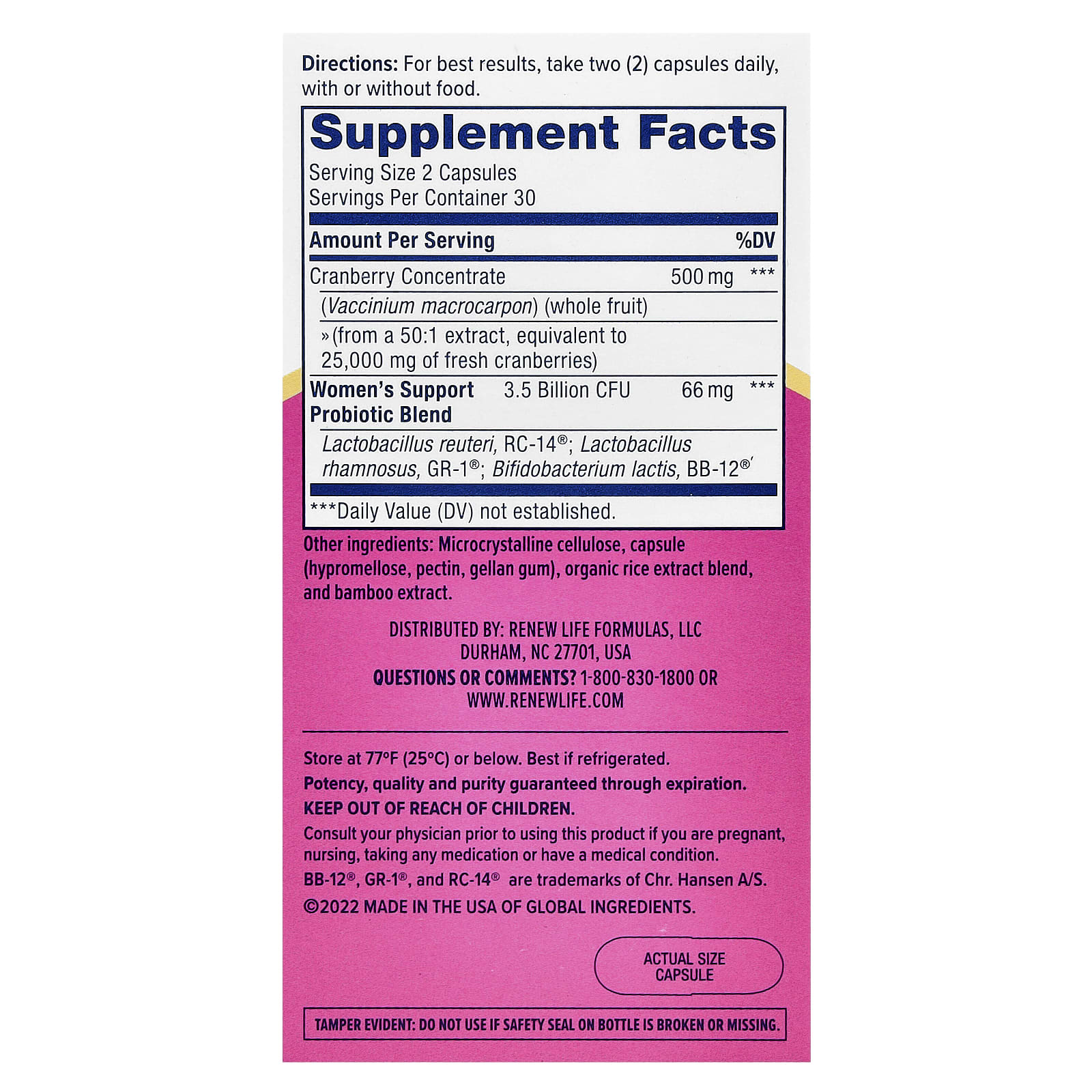 Renew Life, Women's Wellness, Vaginal & Urinary Complete, 60 Vegetarian Capsules - Image 2