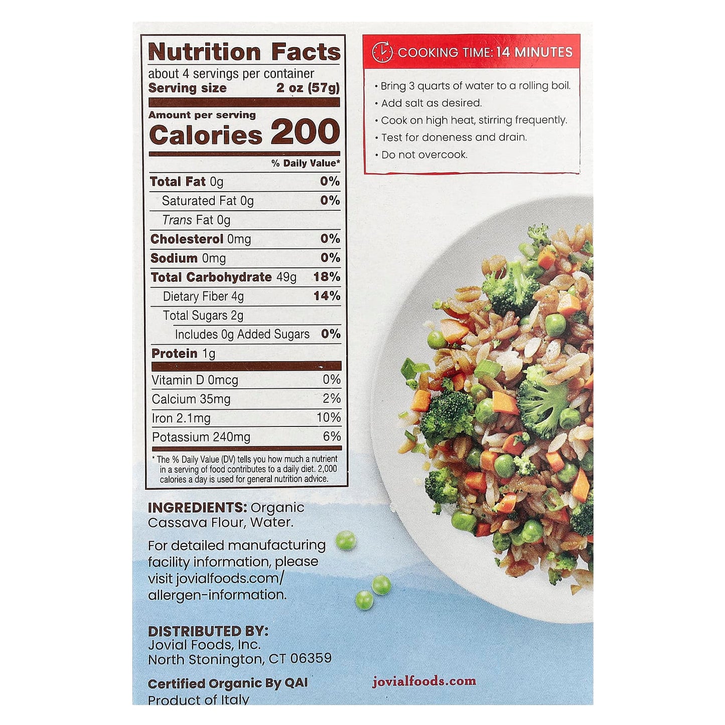 Grain-Free Cassava Orzo Pasta by Jovial - Organic, Gluten-Free - Image 2