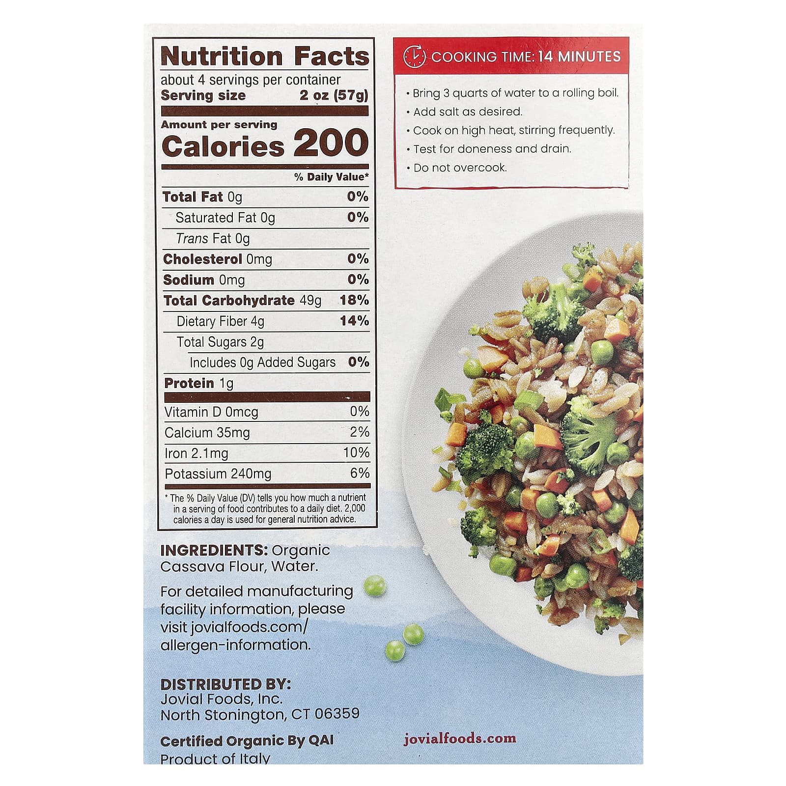 Grain-Free Cassava Orzo Pasta by Jovial - Organic, Gluten-Free - Image 2