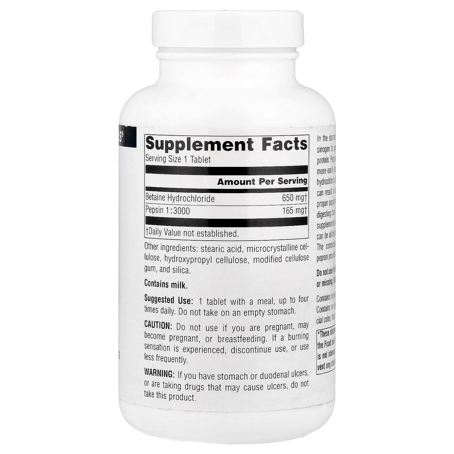 Source Naturals, Betaine HCl, 650 mg, 180 Tablets - Image 2