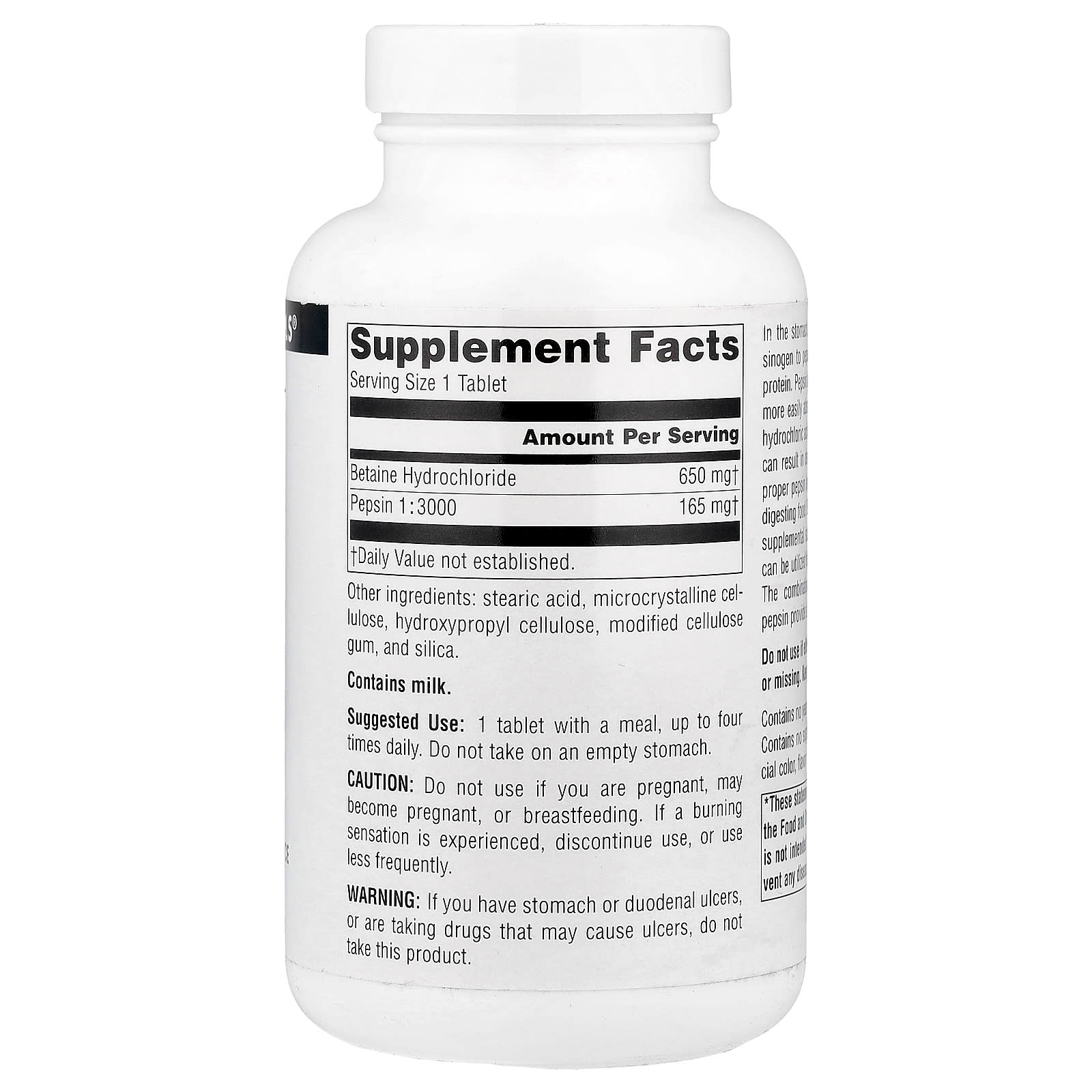 Source Naturals, Betaine HCl, 650 mg, 180 Tablets - Image 2
