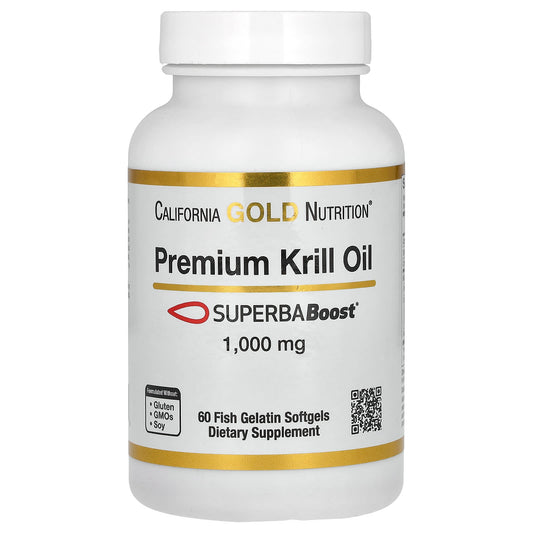 California Gold Nutrition Krill Oil with SUPERBABoost, 1000mg, 60 Softgels - Image 1