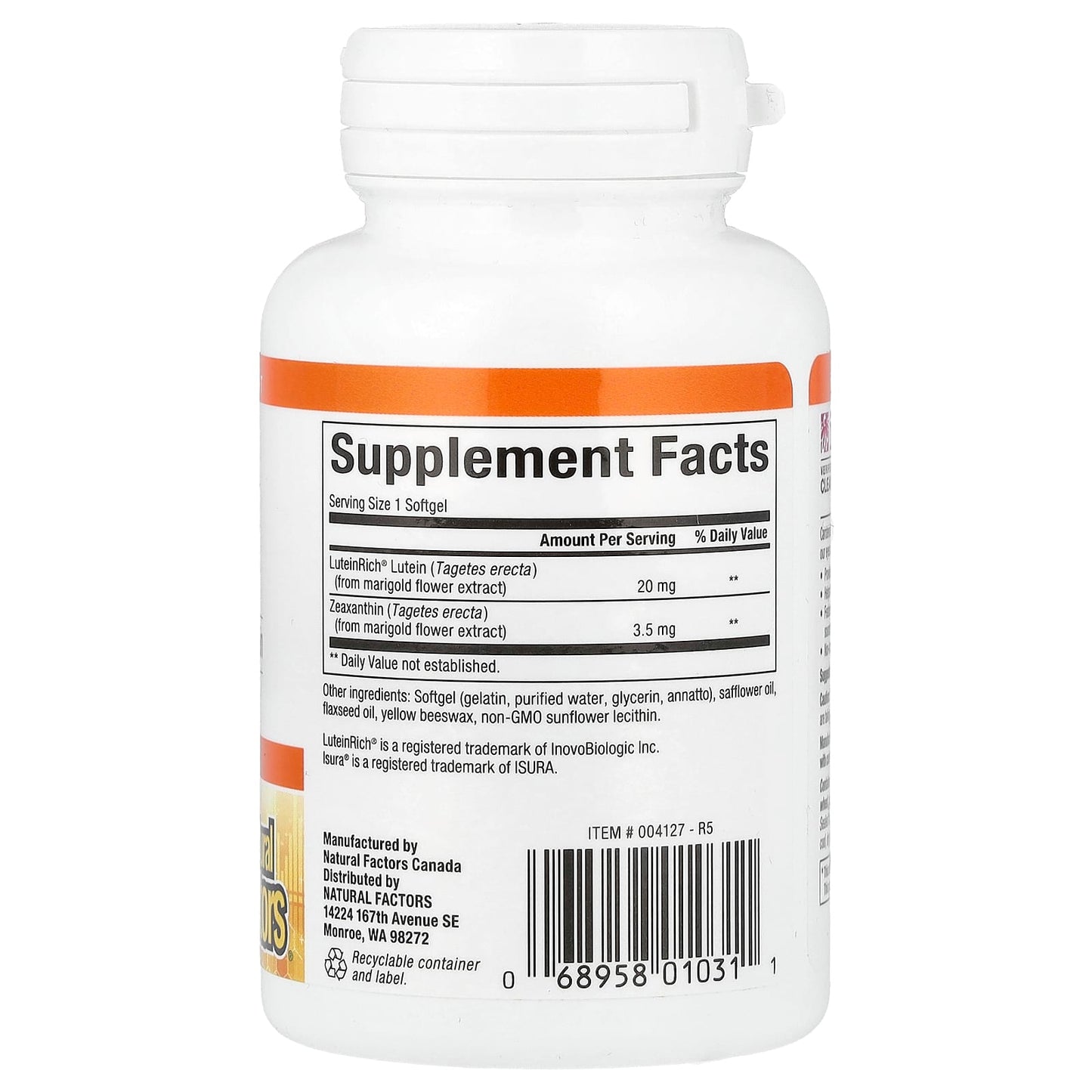 Natural Factors, Lutein, 20 mg , 30 Softgels - Image 2