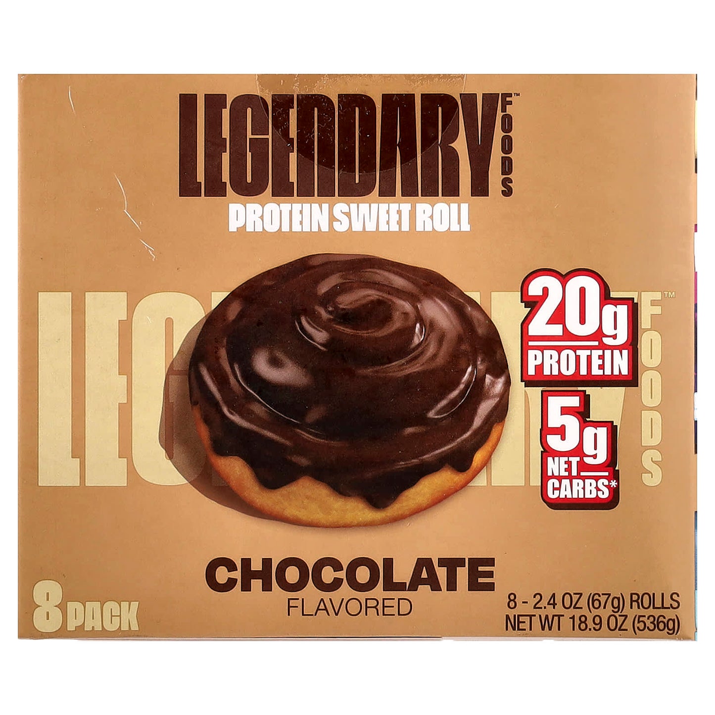 Legendary Foods, Protein Sweet Roll, Chocolate, 8 Pack, 2.4 oz (67 g) Each - Image 1