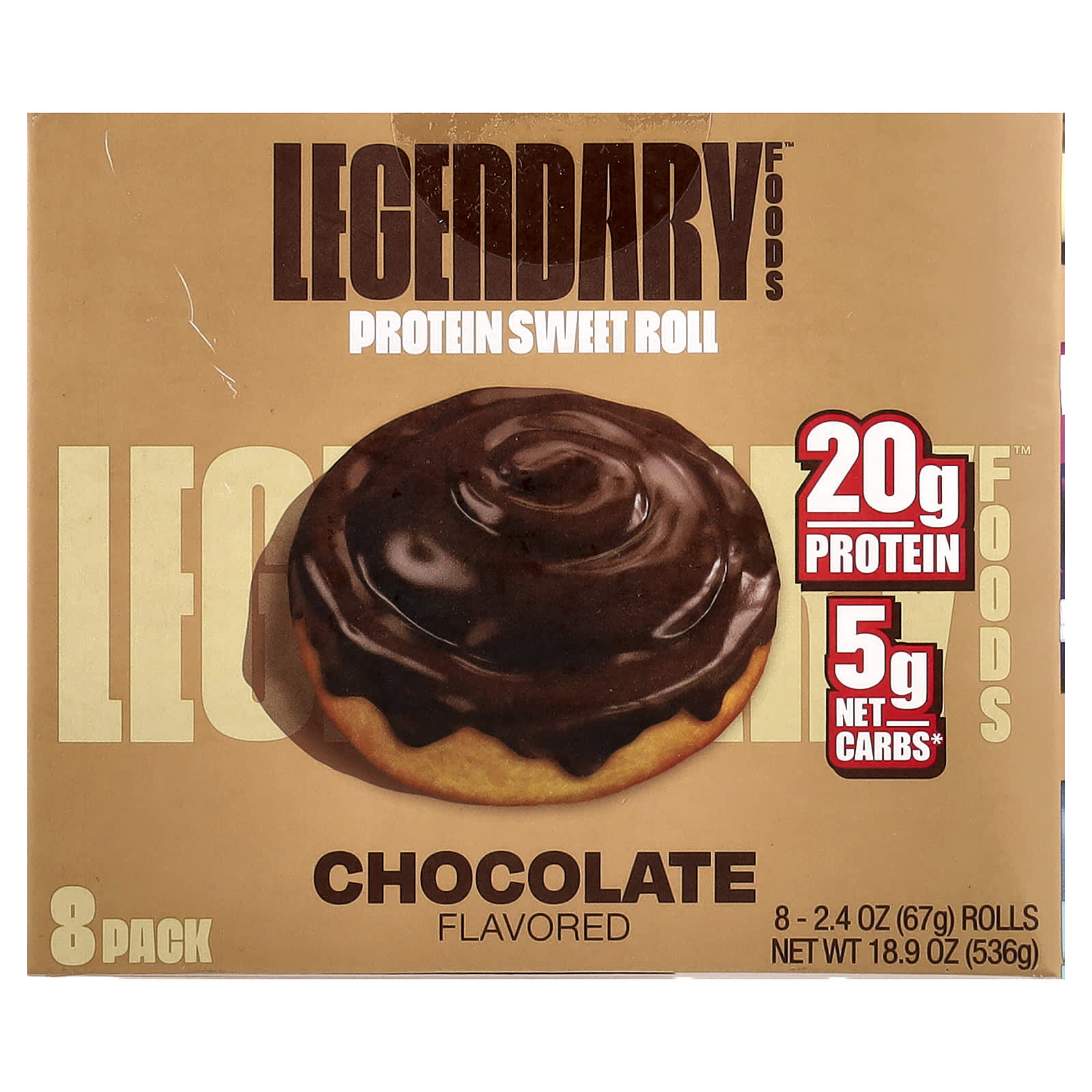 Legendary Foods, Protein Sweet Roll, Chocolate, 8 Pack, 2.4 oz (67 g) Each - Image 1