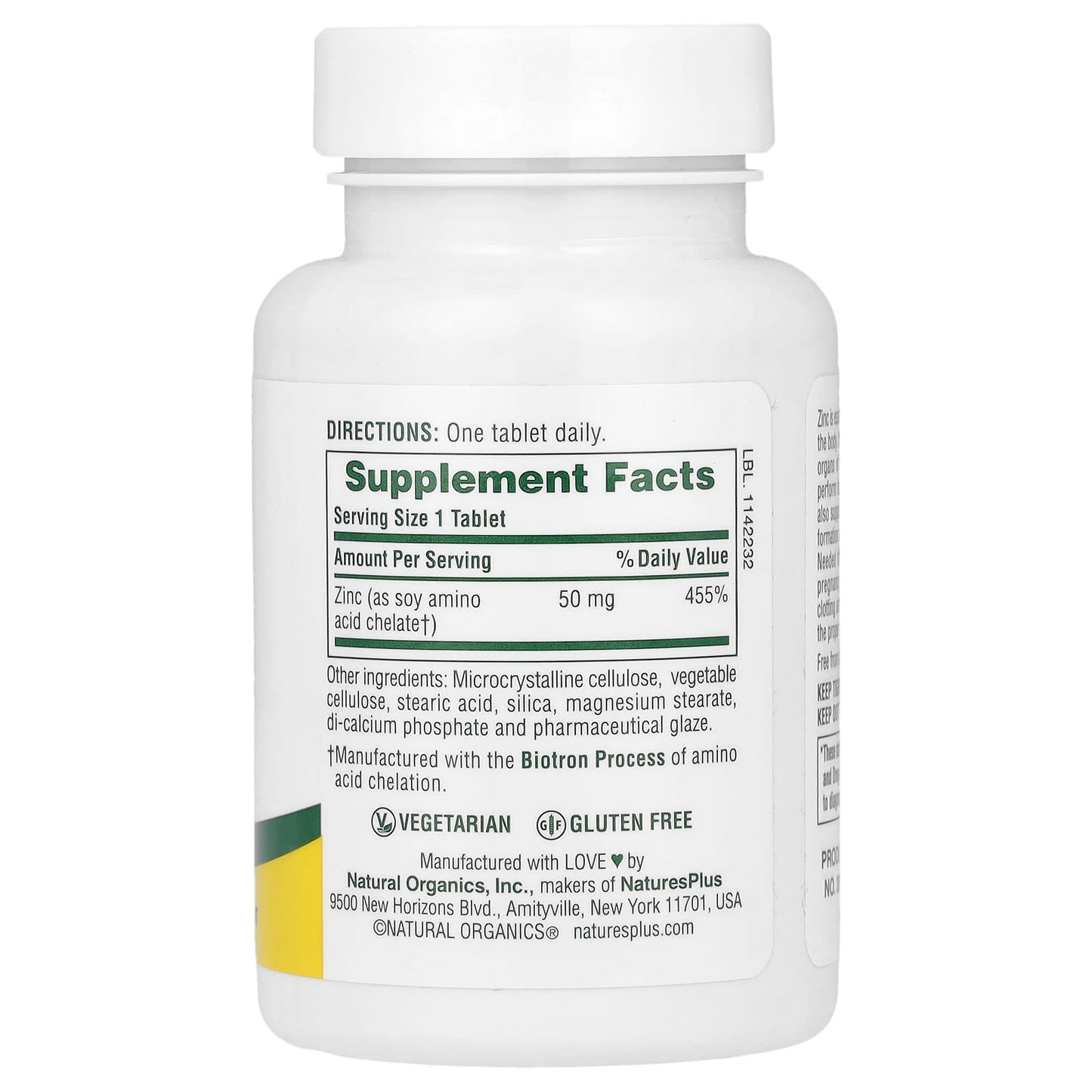 NaturesPlus, Zinc, 50 mg, 90 Tablets - Image 2