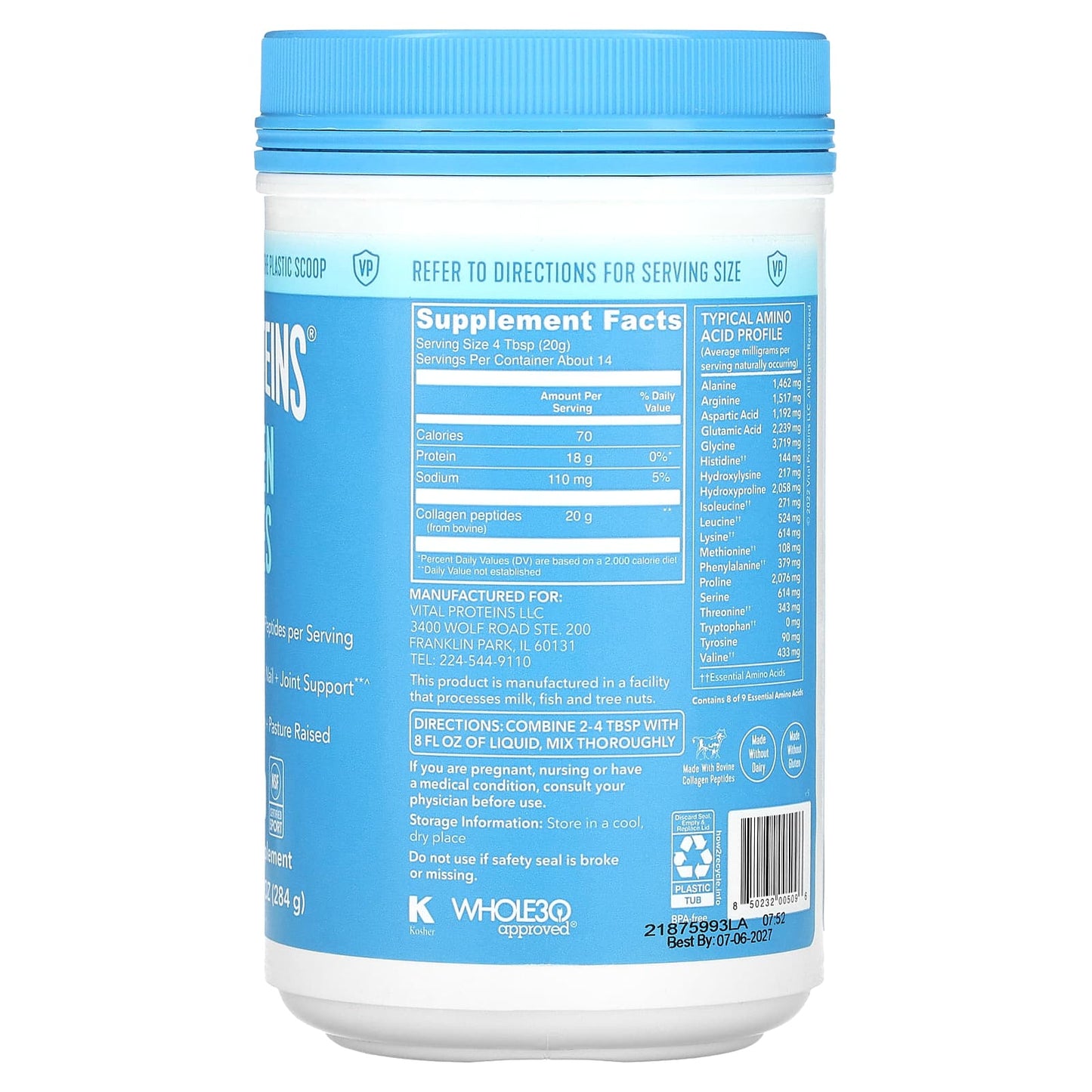 Vital Proteins, Collagen Peptides, Unflavored, 10 oz (284 g) - Image 2