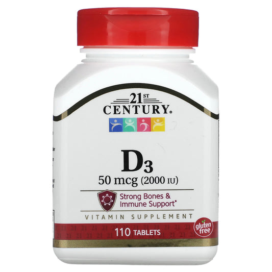 <span>21st Century Vitamin D3 Supplement, 50mcg, 110 Tablets for Strong Bones & Immune Support</span> - Image 1