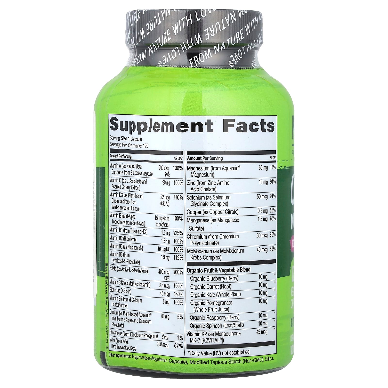 NATURELO, One Daily Multivitamin, For Women 50+, 120 Vegetarian Capsules - Image 2