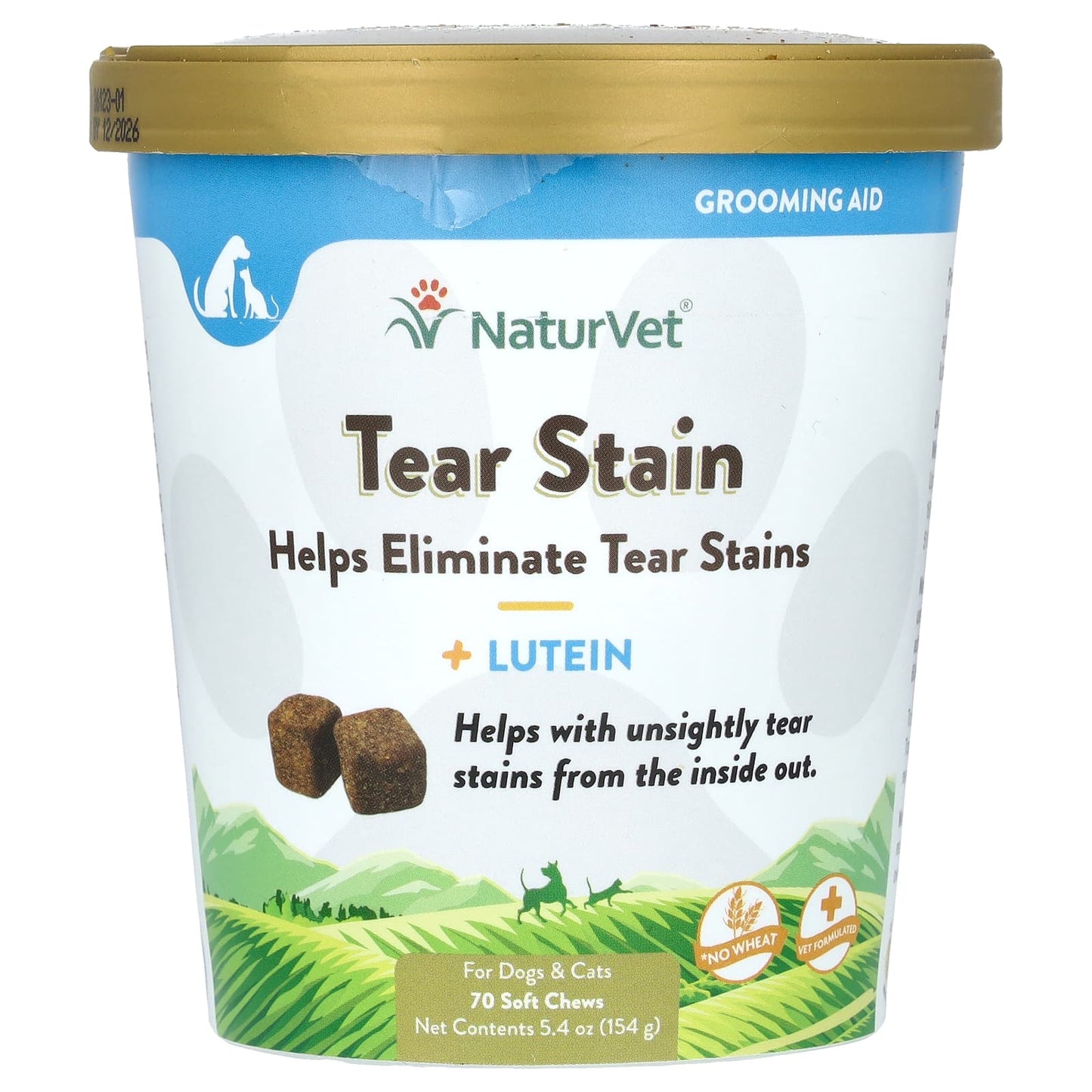NaturVet, Tear Stain + Lutein, For Dogs & Cats, 70 Soft Chews, 5.4 oz (154 g) - Image 1