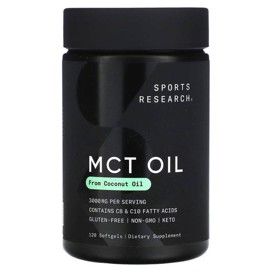 Sports Research, MCT Oil, 120 Softgels (1,000 mg per Softgel) - Image 1