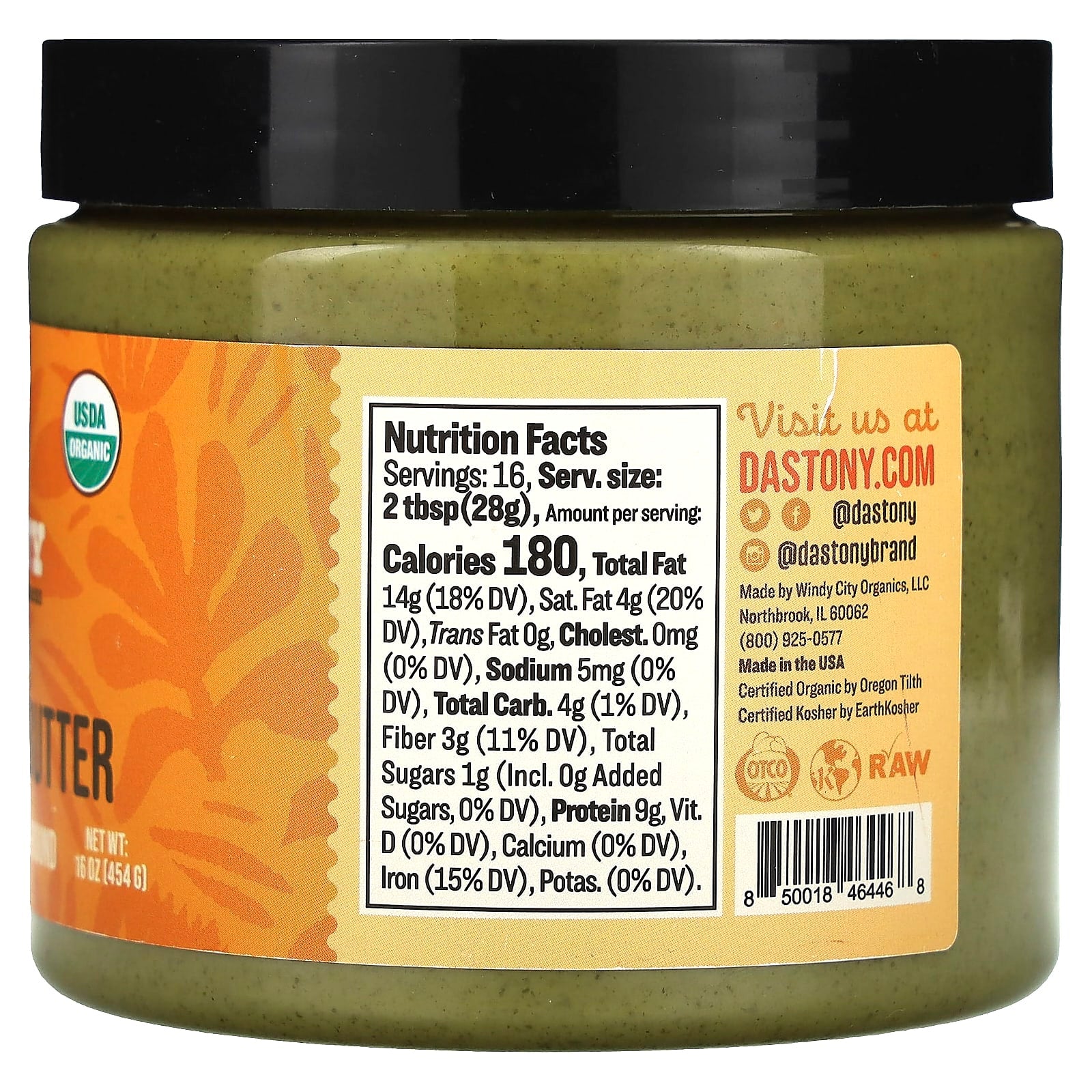 Organic Sprouted Pumpkin Seed Butter by Dastony - 16 oz - Image 2