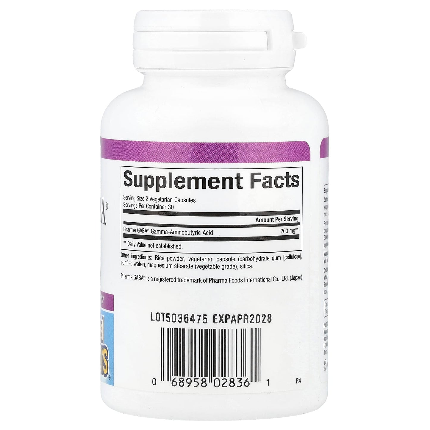 Natural Factors, Stress-Relax®, Pharma GABA®, 100 mg, 60 Vegetarian Capsules - Image 2