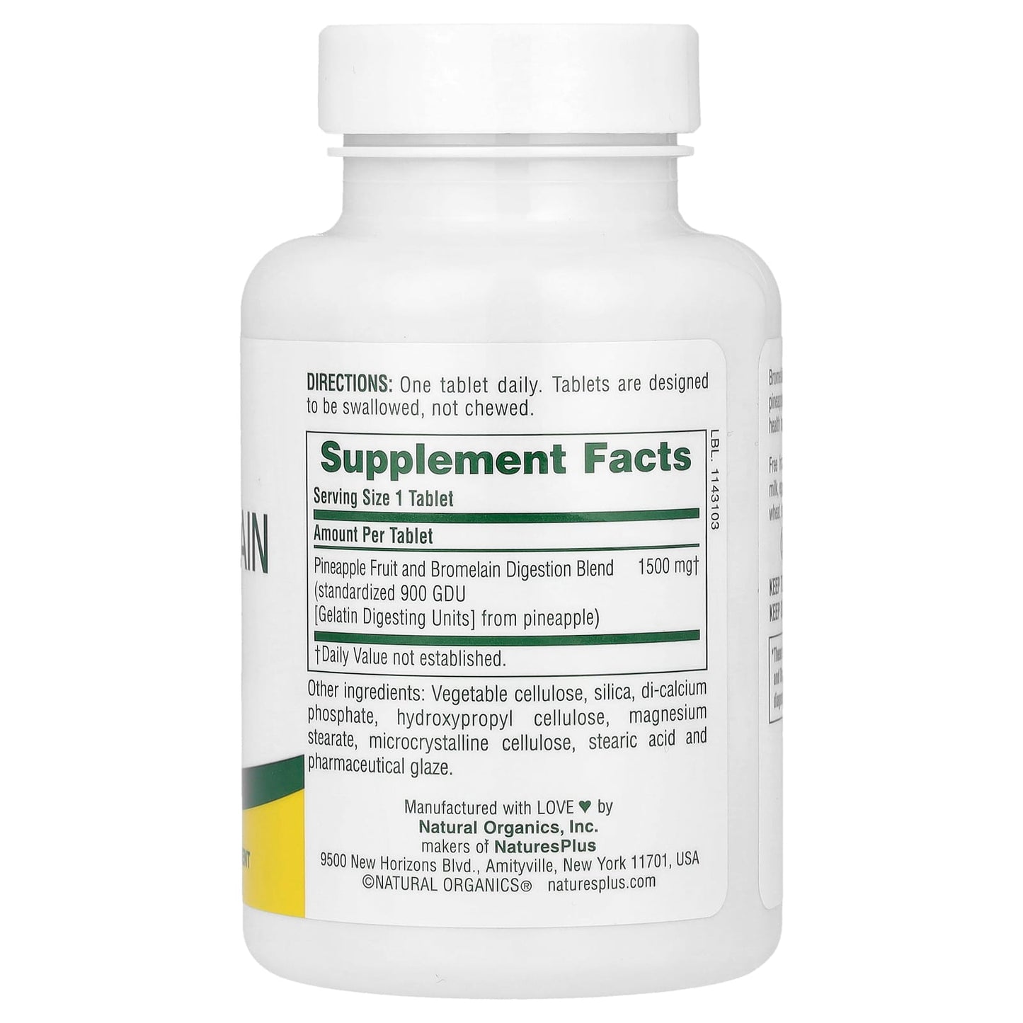 NaturesPlus, Ultra Bromelain, 1,500 mg, 60 Tablets - Image 2