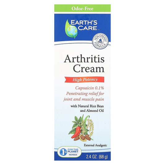 Natural Arthritis Relief Cream by Earth's Care, High Potency 2.4 oz - Image 1