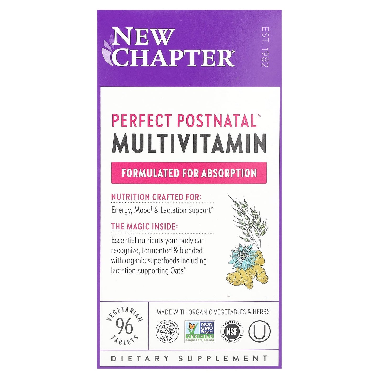 New Chapter, Perfect Postnatal Multivitamin, 96 Vegetarian Tablets - Image 1