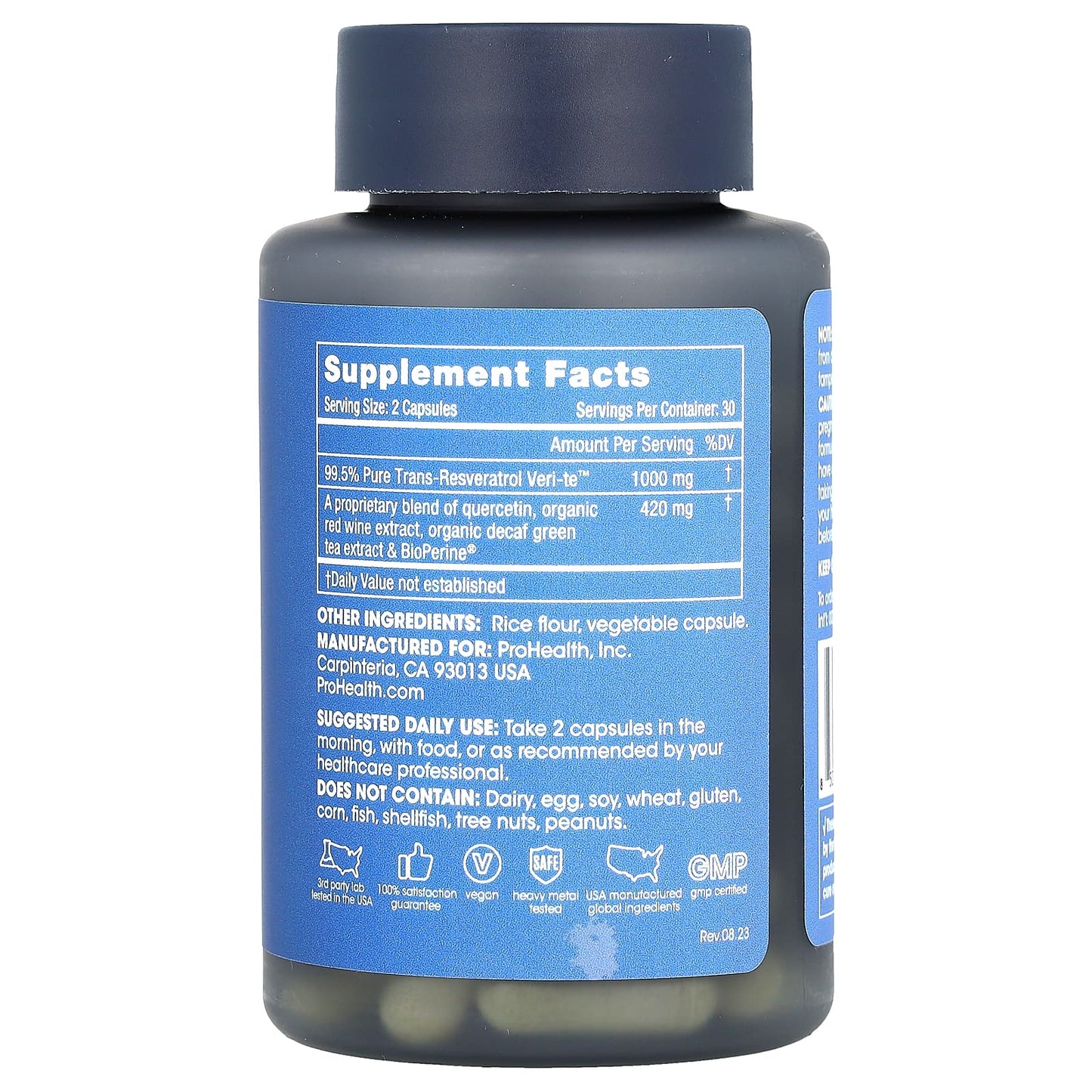 ProHealth Longevity, Trans-Resveratrol Plus, 60 Capsules - Image 2