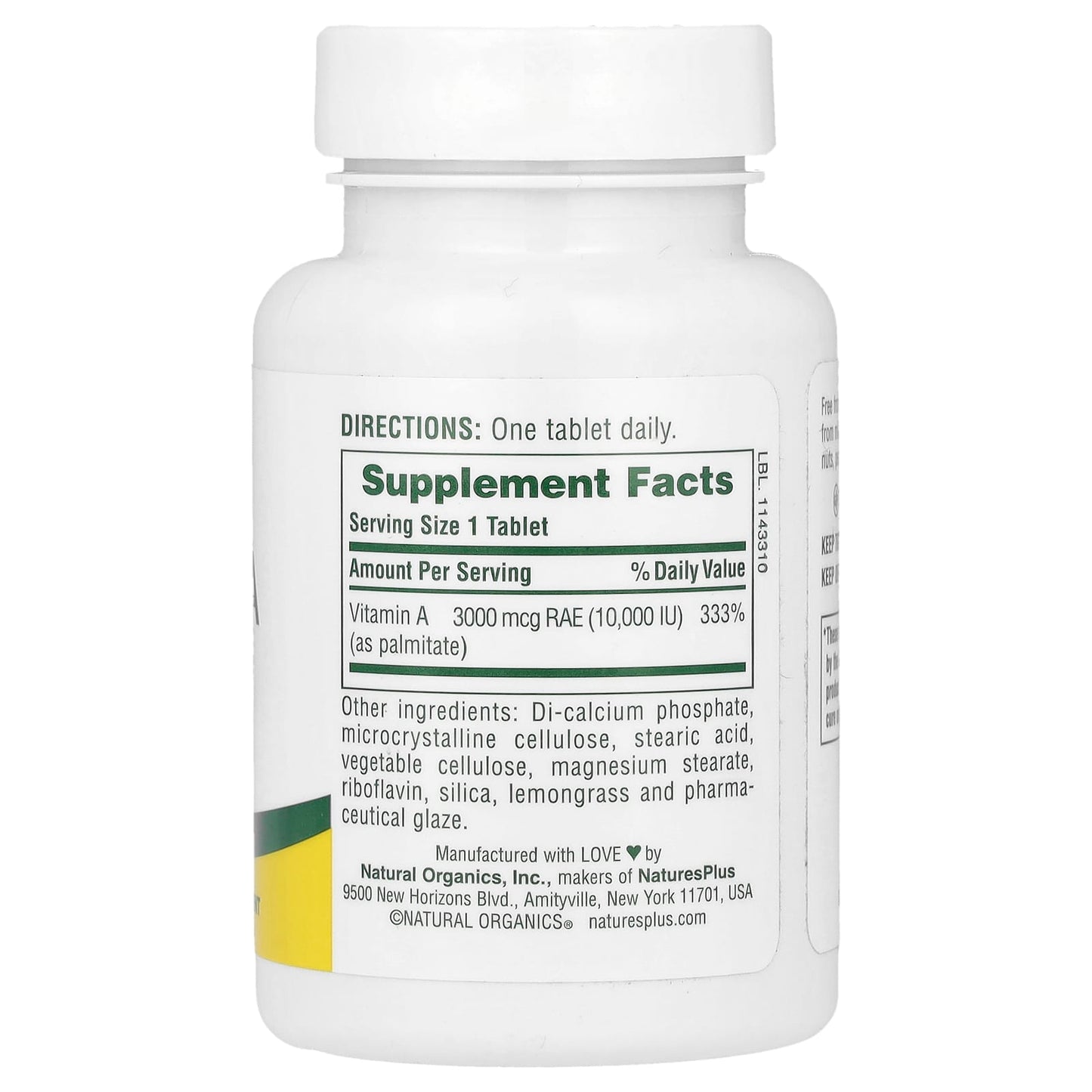 NaturesPlus, Water-Dispersible Vitamin A, 10,000 IU (3,000 mcg), 90 Tablets - Image 2