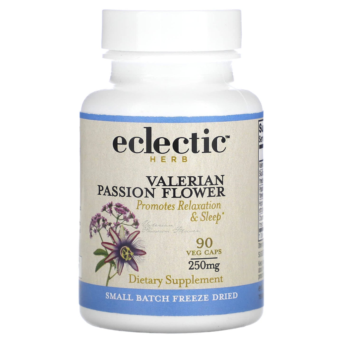 Valerian & Passionflower Relaxation Supplement, 250mg, 90 Capsules - Image 1
