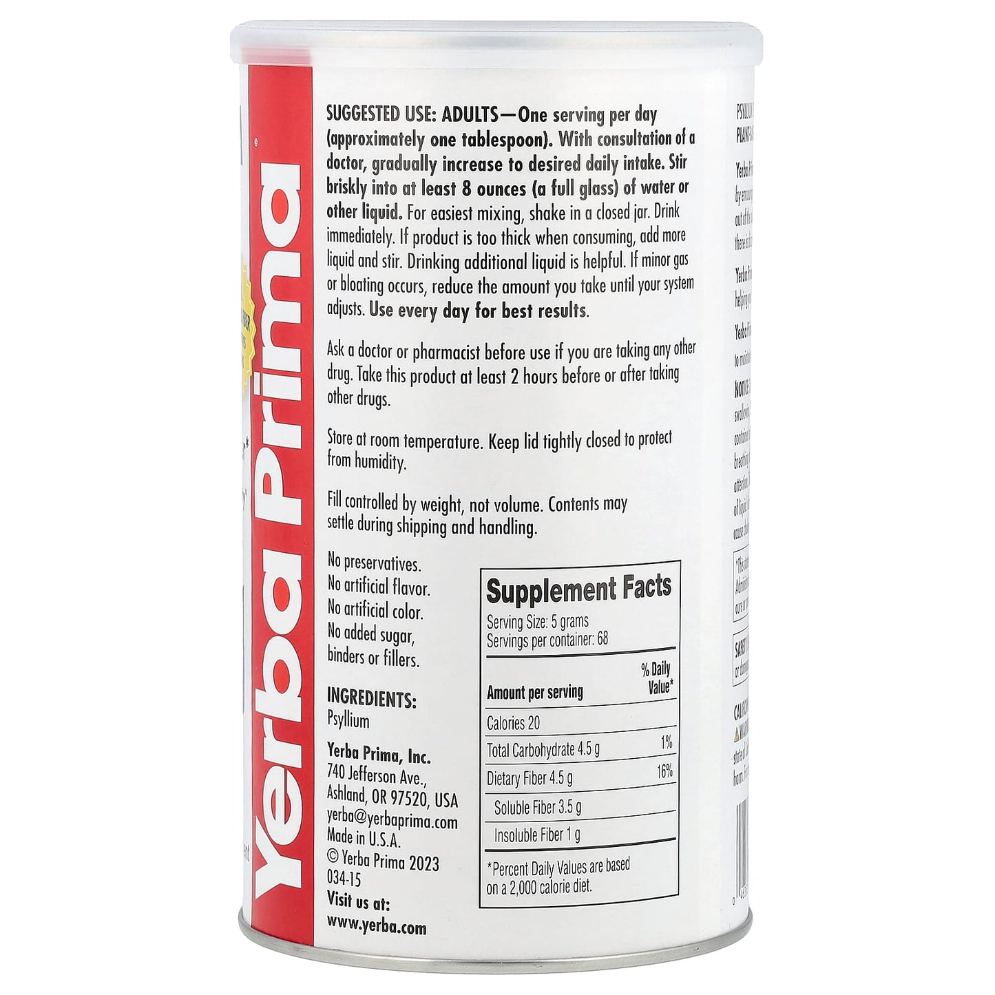 Yerba Prima, Psyllium Whole Husks, Colon Cleanser, 12 oz (340 g) - Image 2