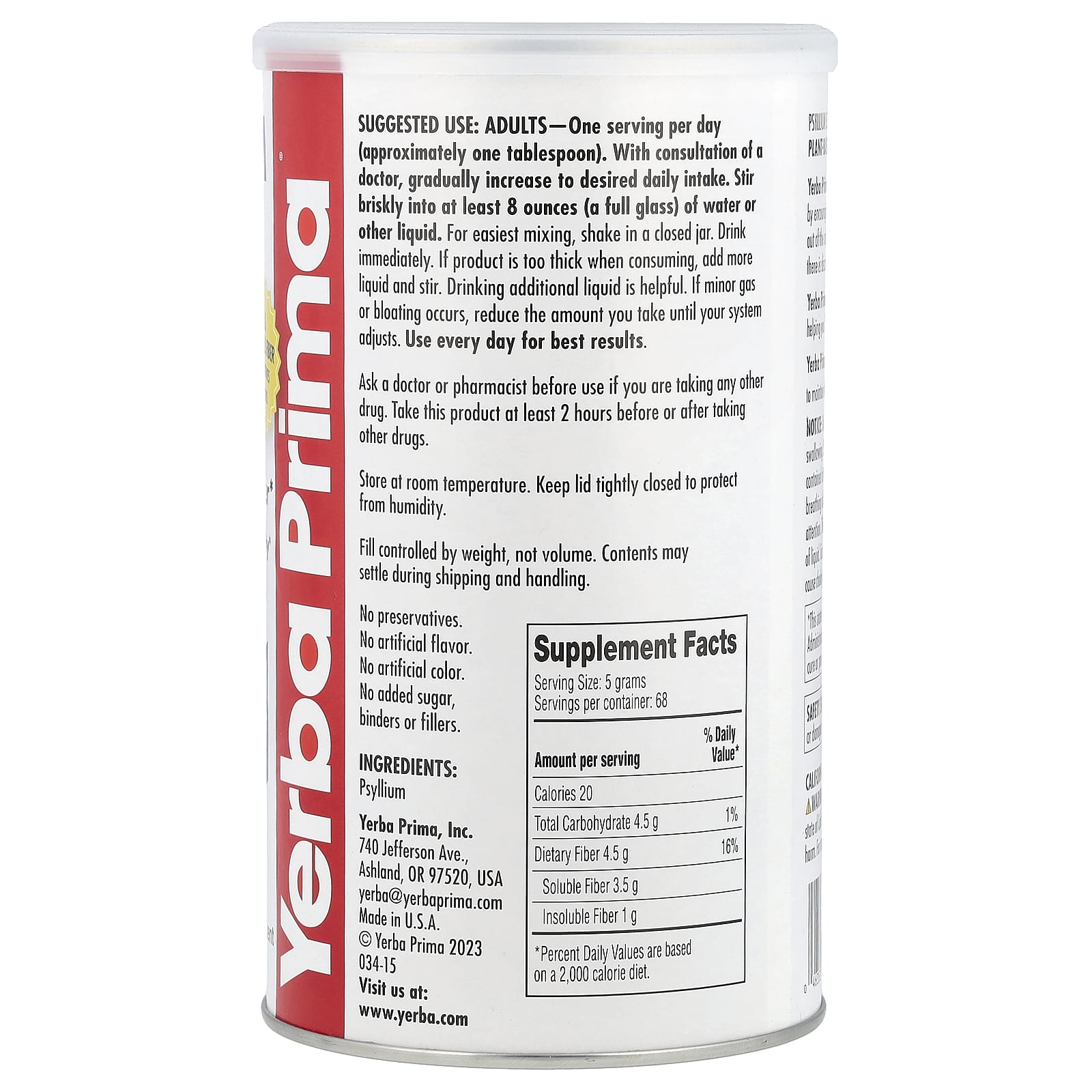 Yerba Prima, Psyllium Whole Husks, Colon Cleanser, 12 oz (340 g) - Image 2
