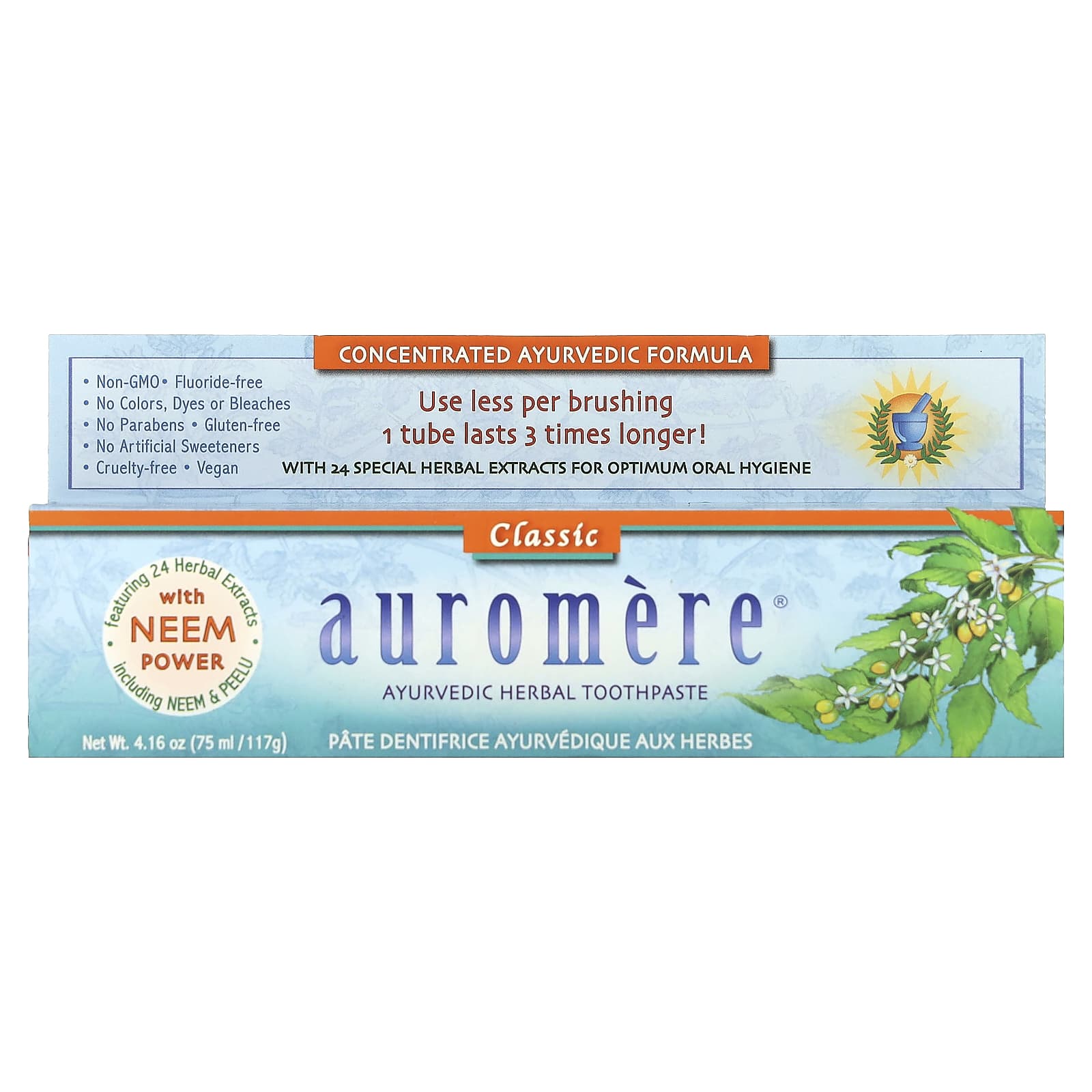 Auromere Ayurvedic Toothpaste, Classic, 4.16 oz - Natural Oral Care - Image 2