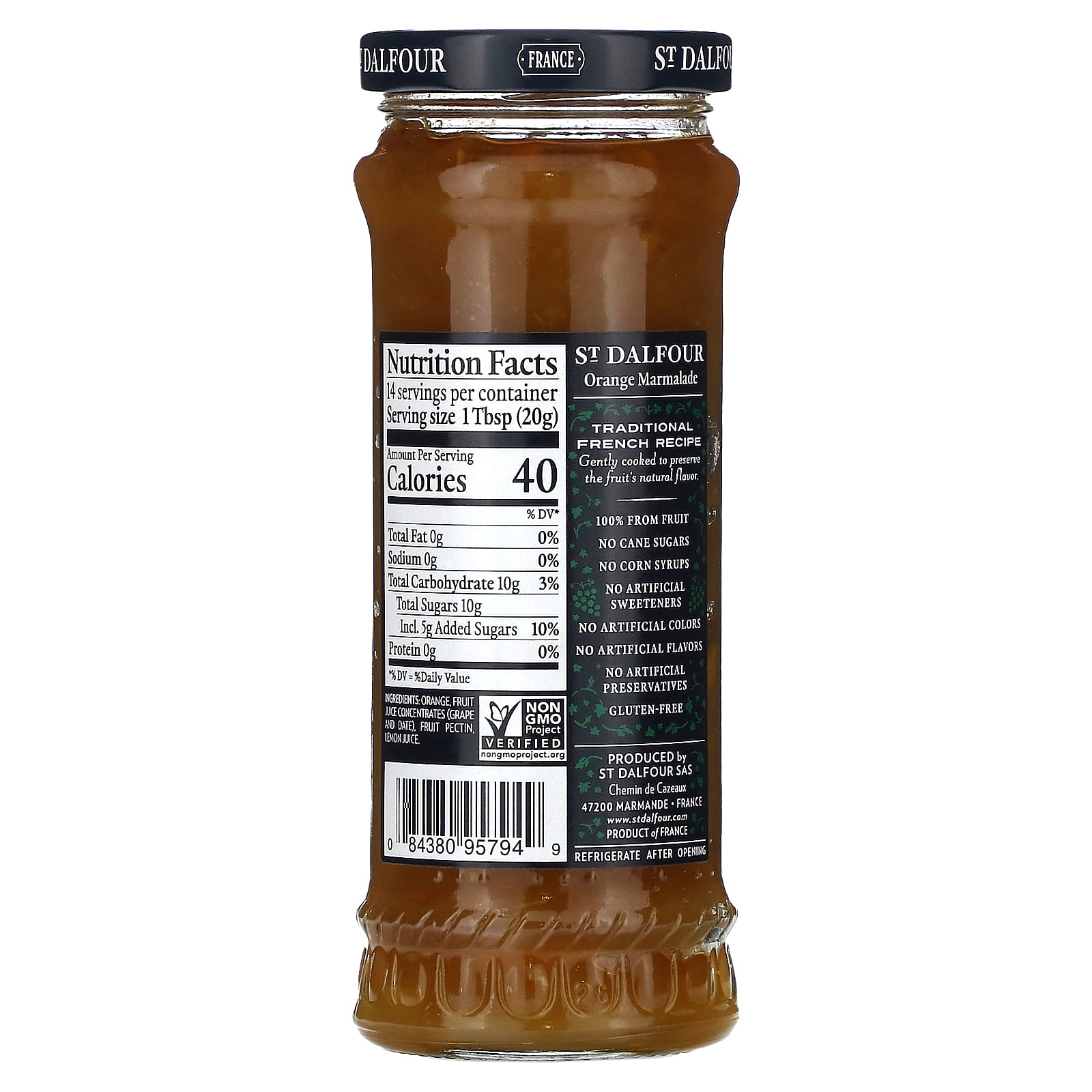 St. Dalfour, Orange Marmalade Fruit Spread, 10 oz (284 g) - Image 2