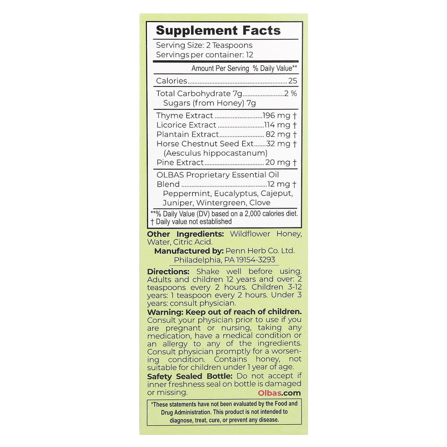 Olbas, Cough Syrup, Honey & Herbs, 4 fl oz (118 ml) - Image 2