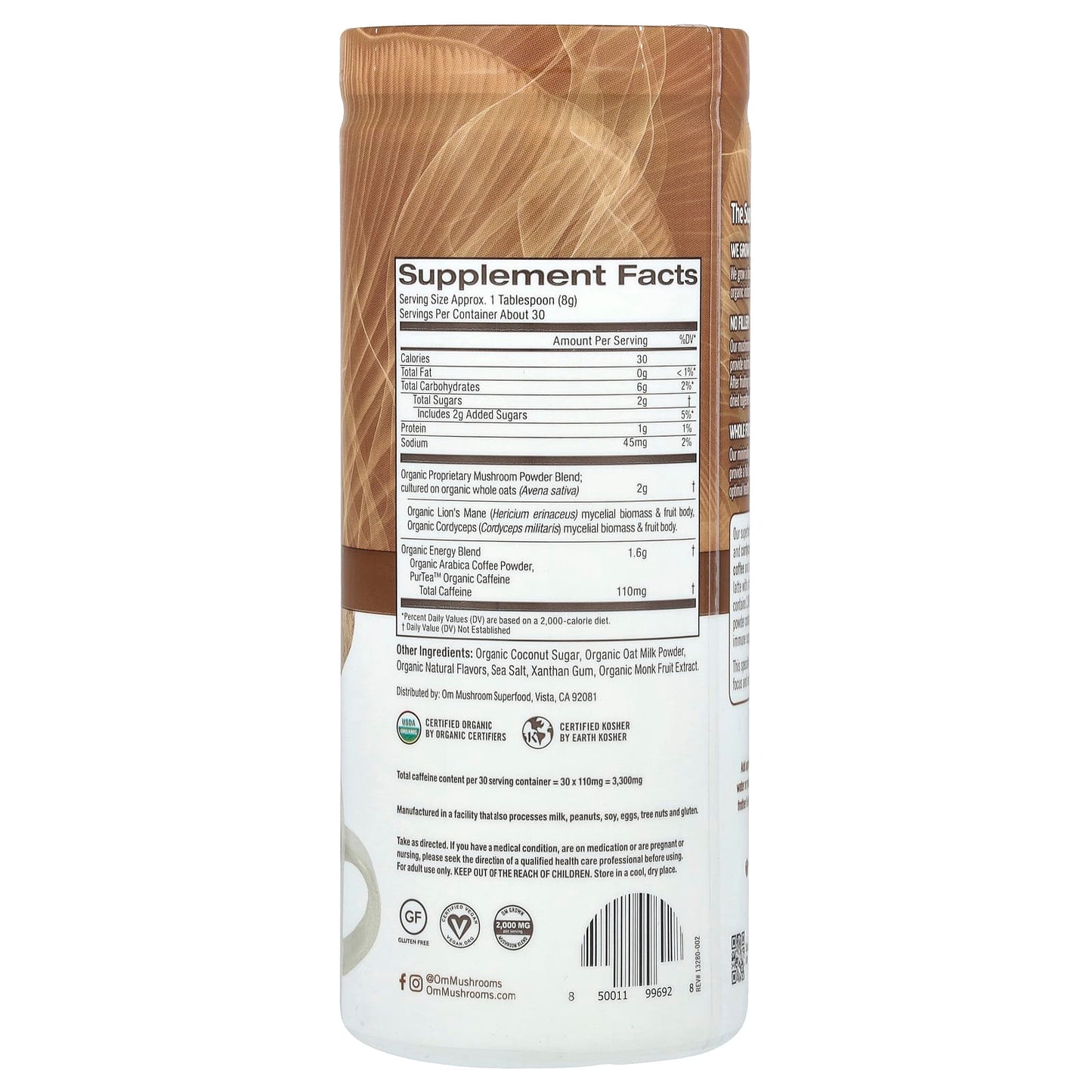 Om Mushrooms, Superfood Mushroom Blend, Coffee Latte, 8.47 oz (240 g) - Image 2