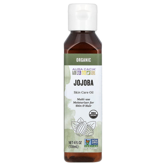 Organic Jojoba Oil, Multi-Use Moisturizer for Skin & Hair, Aura Cacia, 4 fl oz - Image 1
