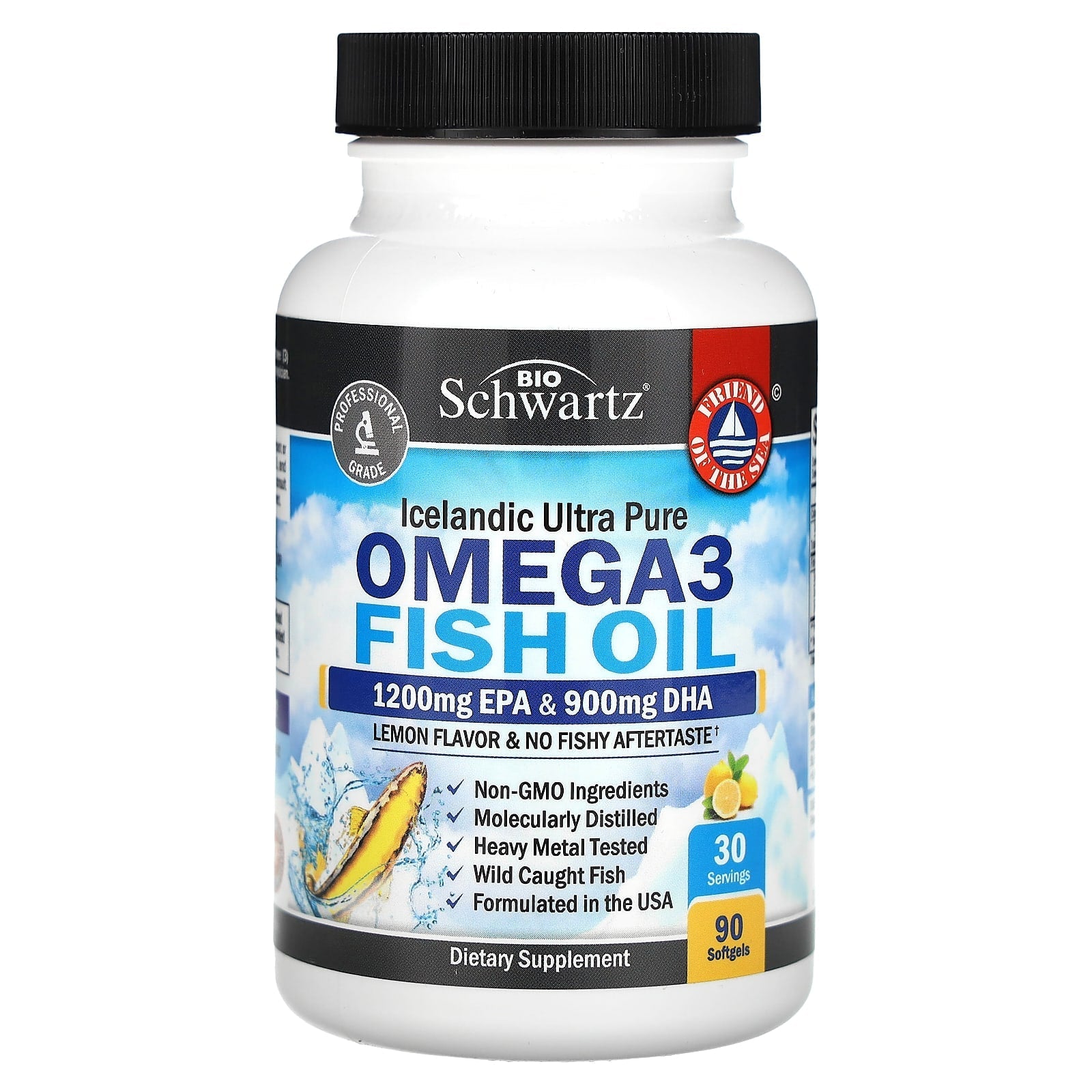 BioSchwartz Omega-3 Fish Oil, 90 Softgels, Lemon Flavor - Image 1