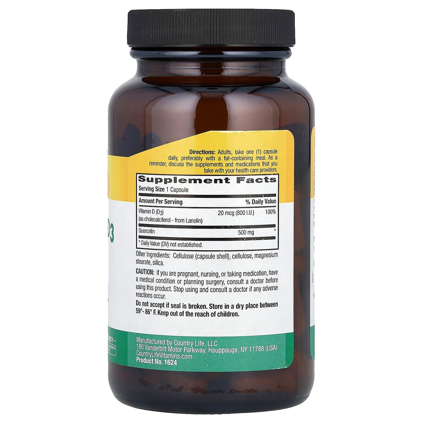 Country Life Quercetin + D3, 90 Vegan Capsules for Immune Support - Image 2