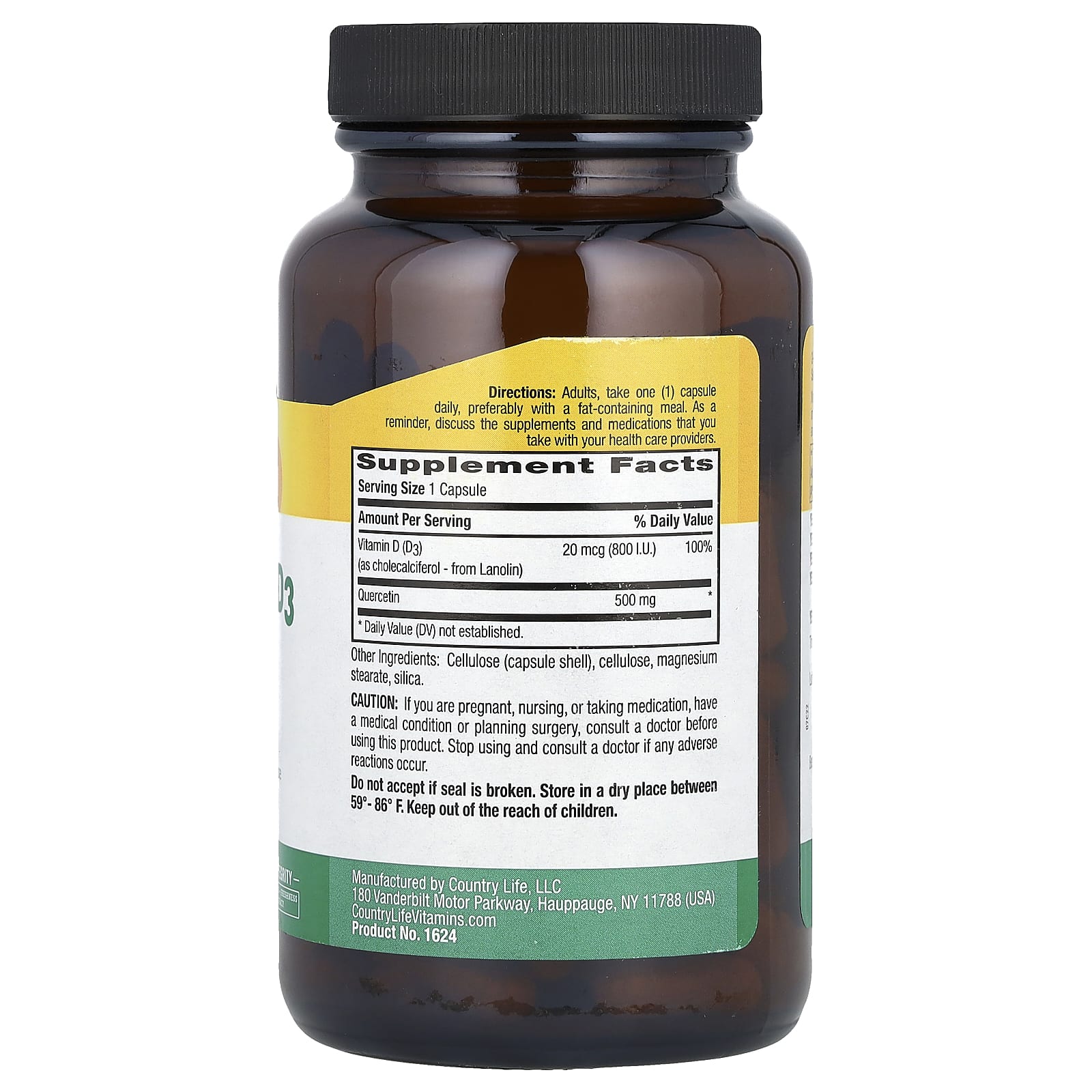 Country Life Quercetin + D3, 90 Vegan Capsules for Immune Support - Image 2