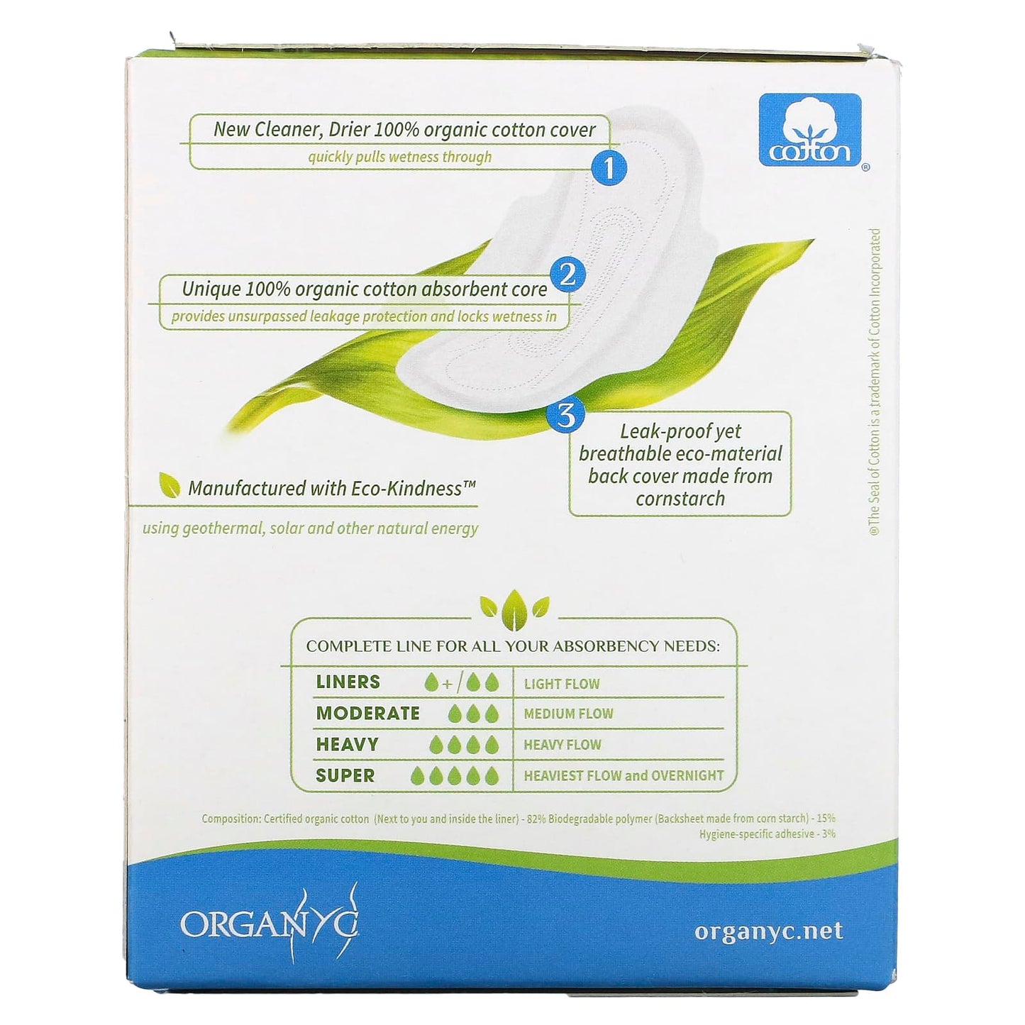 Organyc, Organic Cotton Pads, Moderate Flow, 10 Pads - Image 2