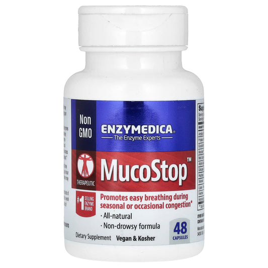 Say Goodbye to Congestion with Enzymedica's MucoStop, 48 Capsules - Image 1