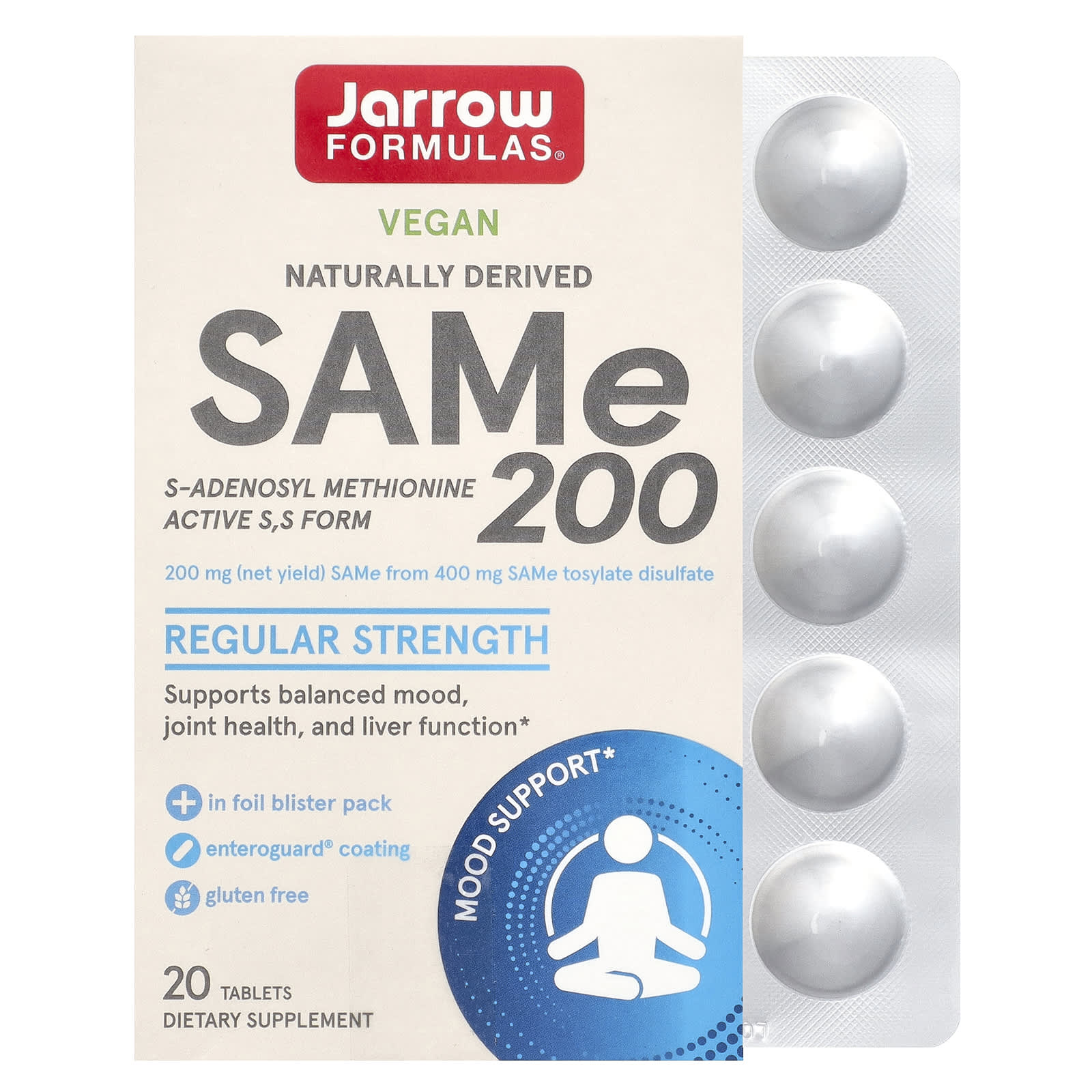 Jarrow Formulas SAMe 200 for Balanced Mood, Joint Health & Liver - Image 1