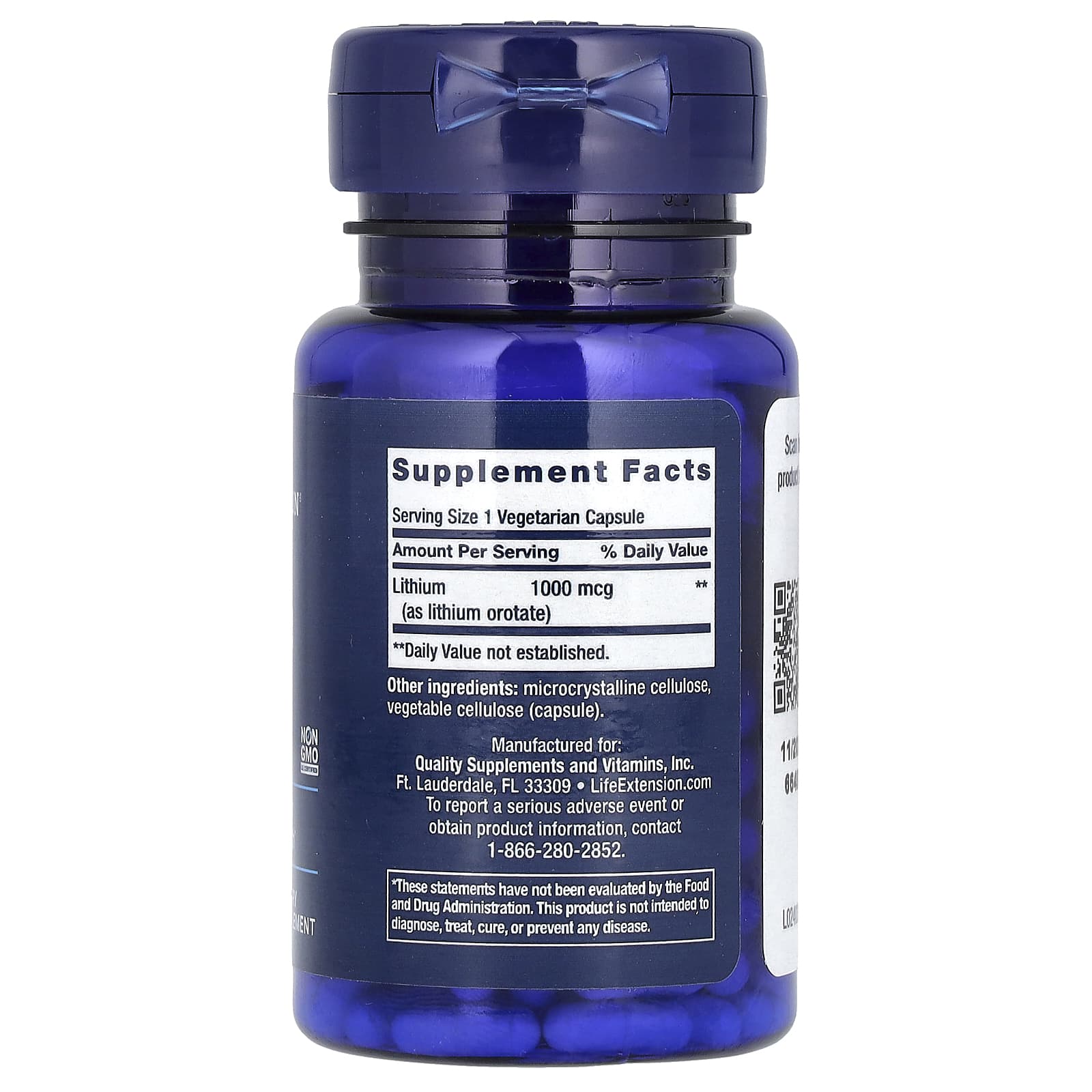 Life Extension, Lithium, 1,000 mcg, 100 Vegetarian Capsules - Image 2