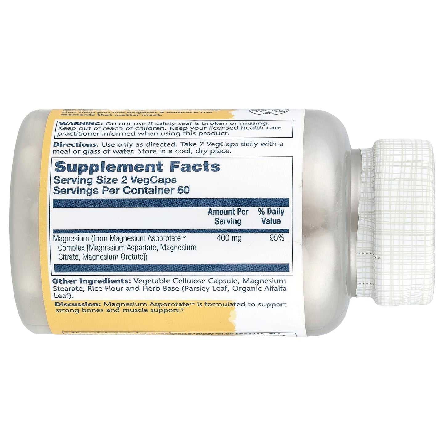 Solaray, Magnesium Asporotate™, 400 mg, 120 VegCaps (200 mg per Capsule) - Image 2