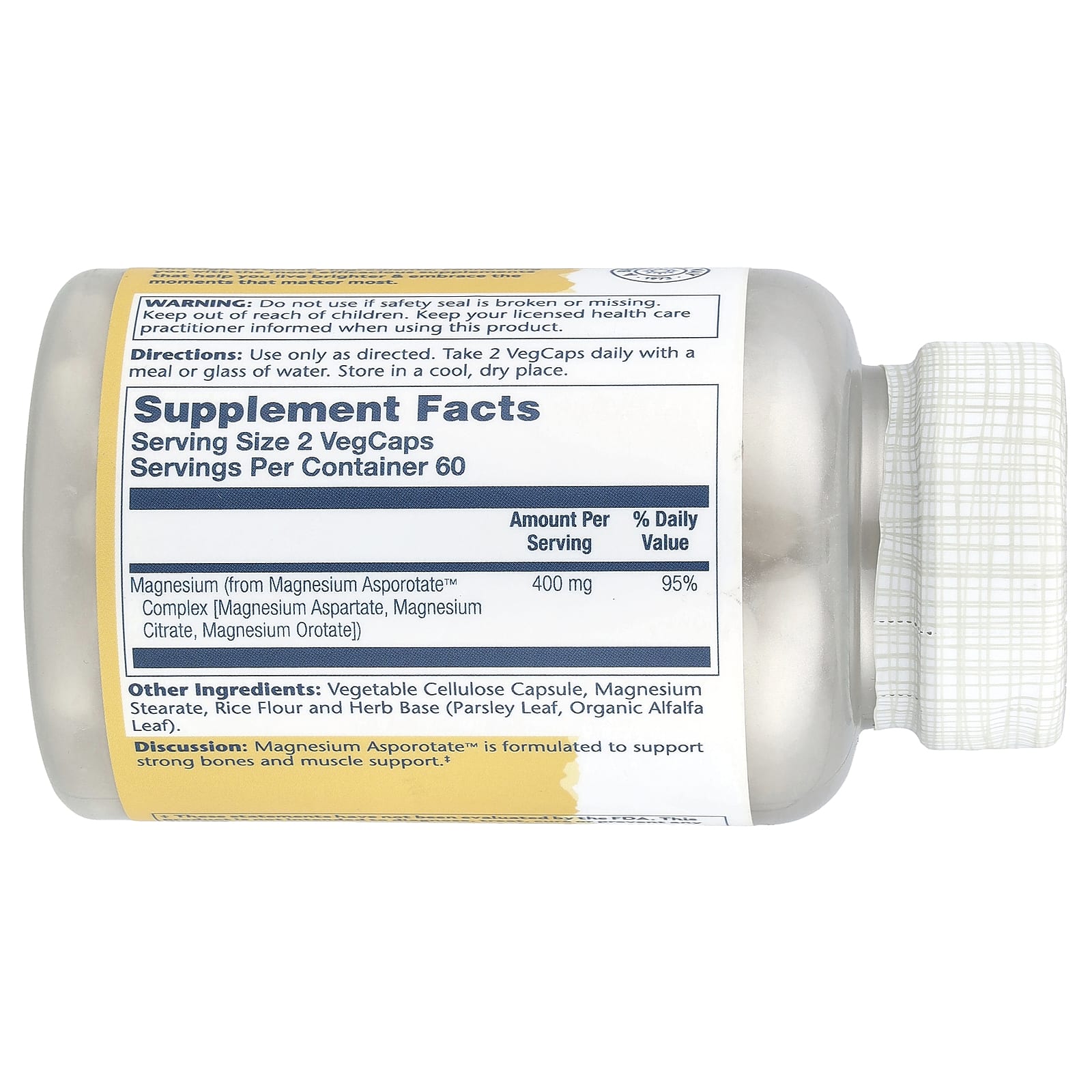 Solaray, Magnesium Asporotate™, 400 mg, 120 VegCaps (200 mg per Capsule) - Image 2