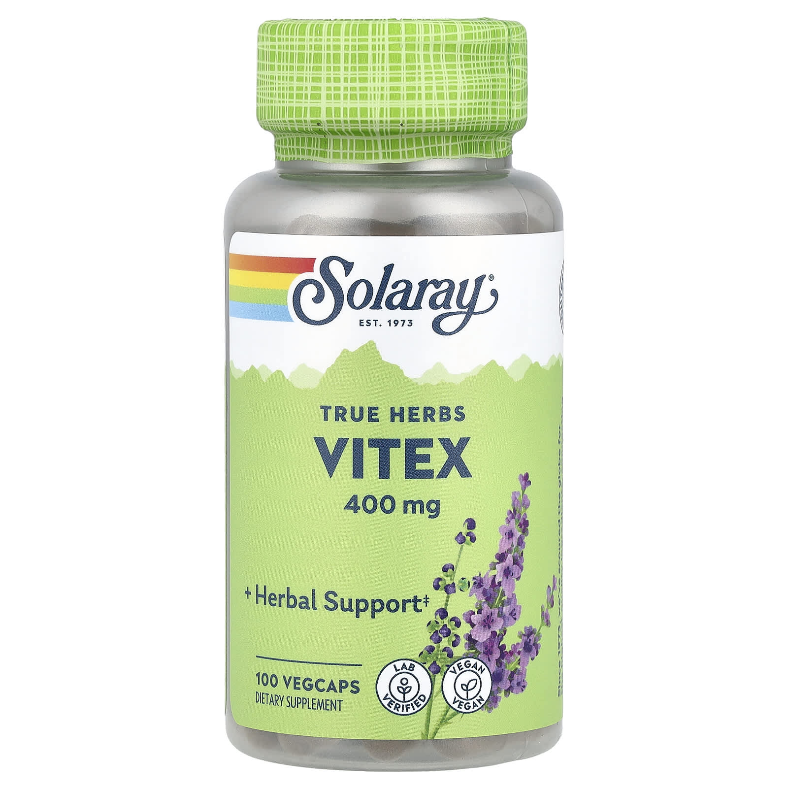 Solaray, True Herbs, Vitex, 400 mg, 100 VegCaps - Image 1