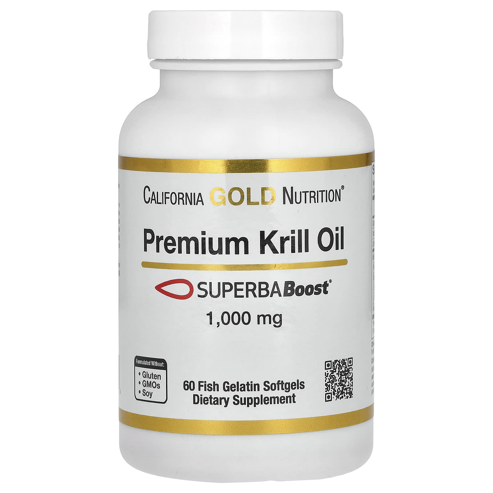 California Gold Nutrition Krill Oil with SUPERBABoost, 1000mg, 60 Softgels - Image 1
