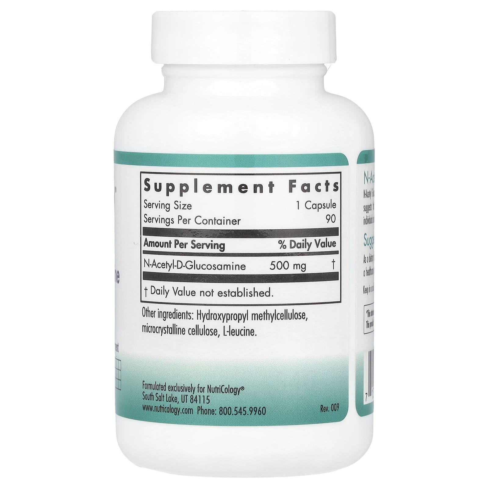 Nutricology, N-Acetyl Glucosamine, 500 mg , 90 Vegetarian Capsules - Image 2