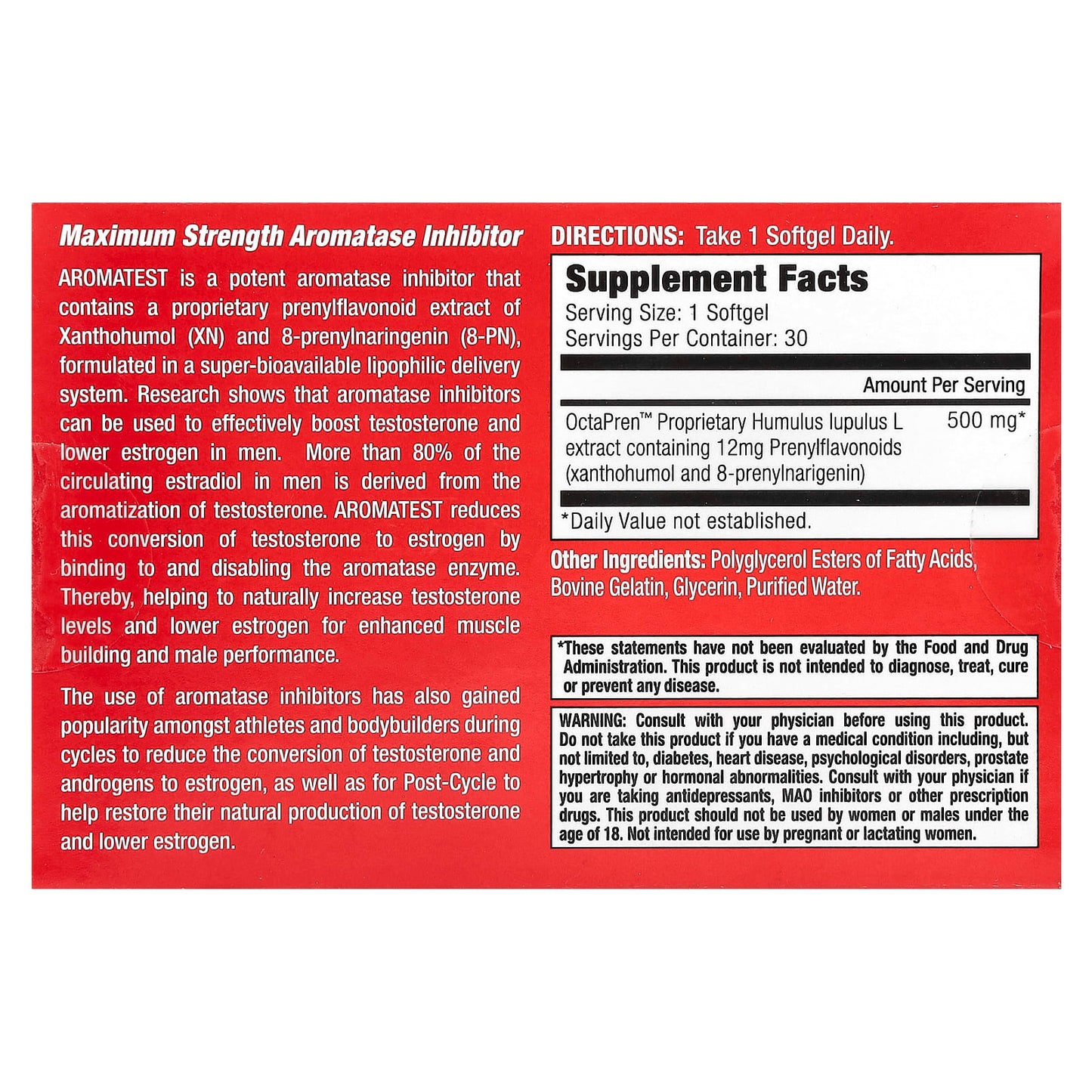 MuscleMeds, Aromatest, 500 mg, 30 Softgels - Image 2