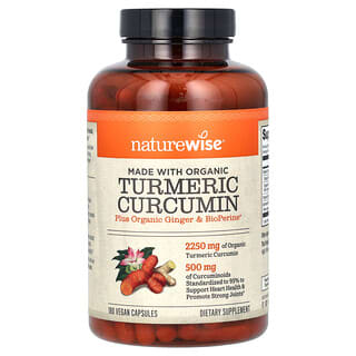 NatureWise Turmeric Curcumin - 180 Vegan Capsules for Heart Health