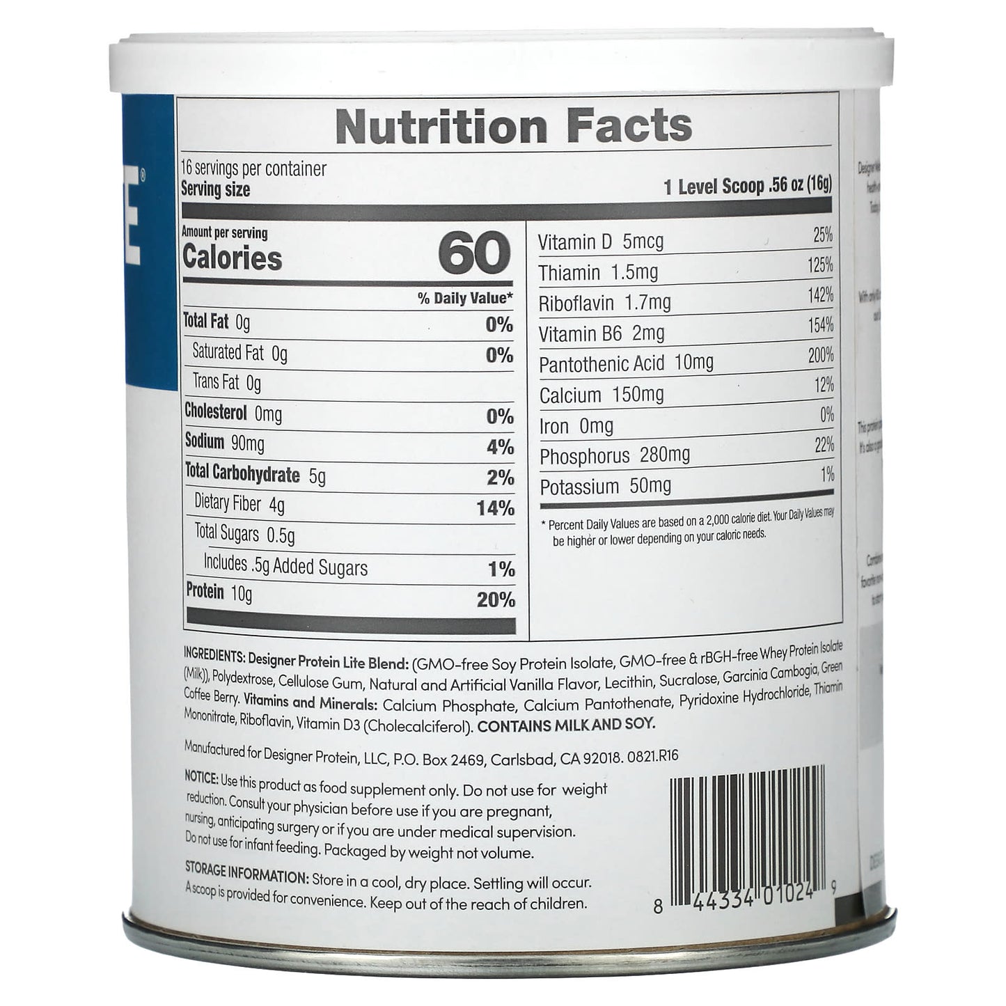 Vanilla Cupcake Protein Powder, 10g Protein, 0g Fat, 60 Calories - Designer Wellness - Image 2
