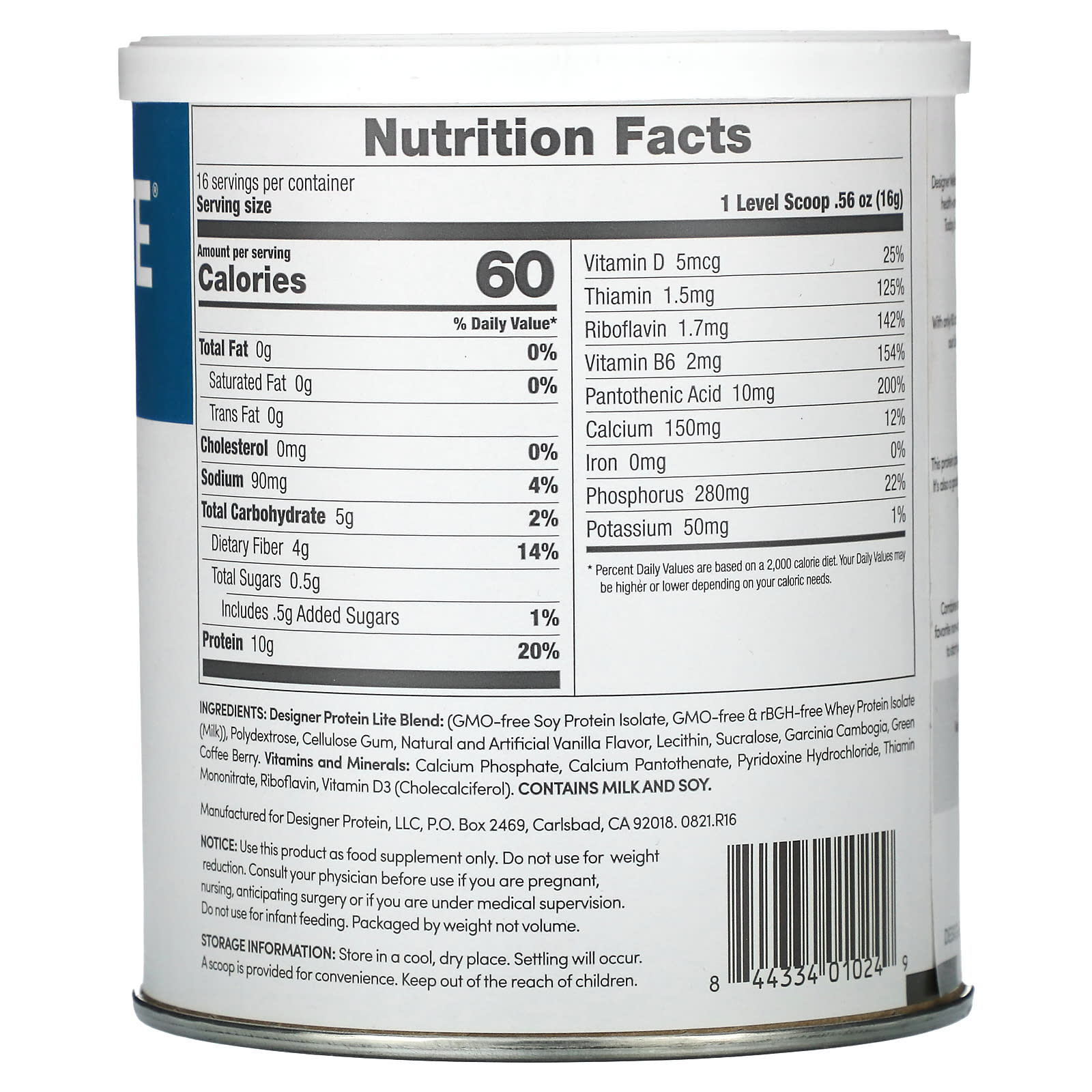Vanilla Cupcake Protein Powder, 10g Protein, 0g Fat, 60 Calories - Designer Wellness - Image 2