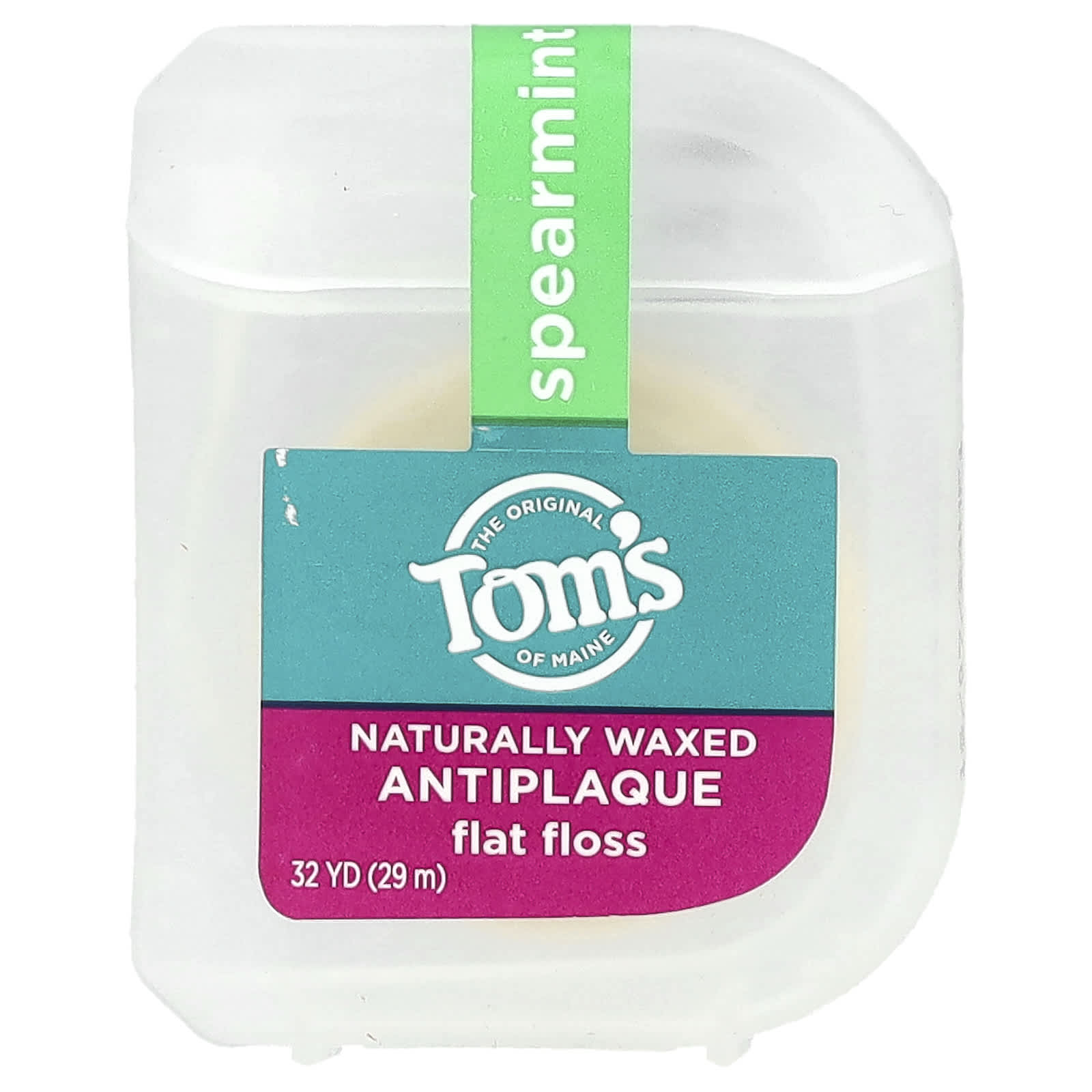 Tom's of Maine, Naturally Waxed Antiplaque Flat Floss, Spearmint, 32 yd (29 m) - Image 1