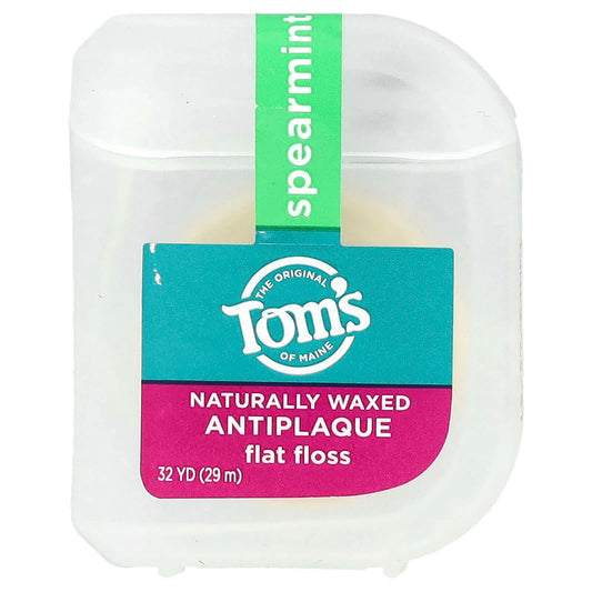 Tom's of Maine, Naturally Waxed Antiplaque Flat Floss, Spearmint, 32 yd (29 m) - Image 1